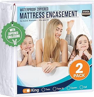 Utopia Bedding Zippered Mattress Encasement King (Pack of 2) - 100% Waterproof and Bed Bug Proof Mattress Protector - Absorbent, Six-Sided Mattress Cover