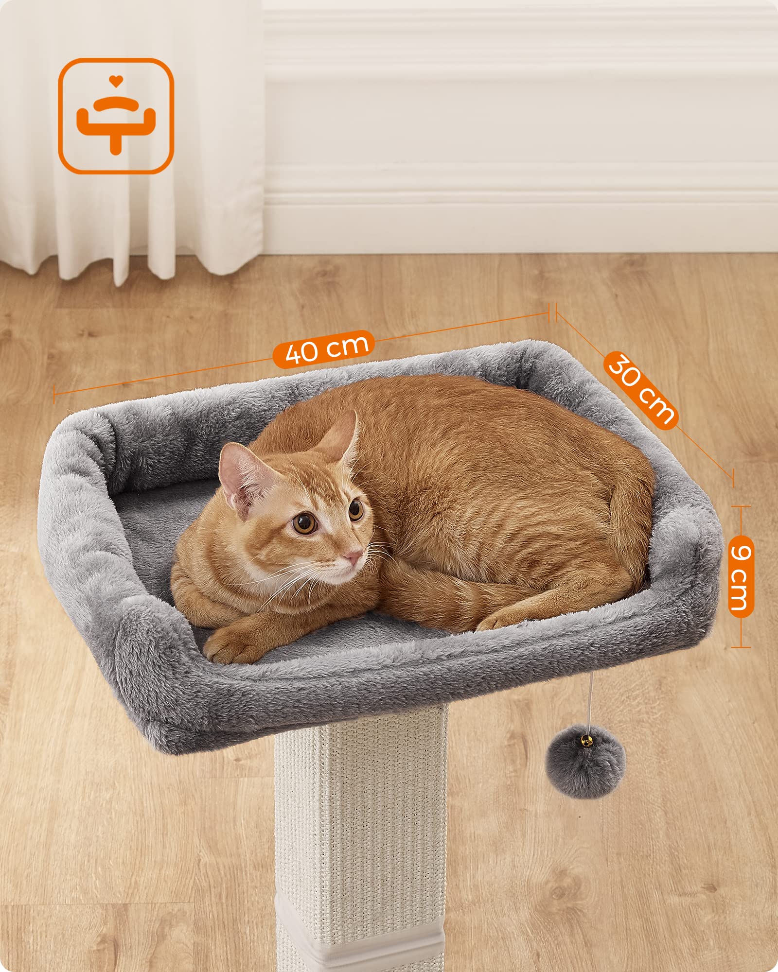 Griffoir Pour Chat 42 Cm | Poteau Griffoir Chat En Jute Et Tissu Résistant Avec Pompon