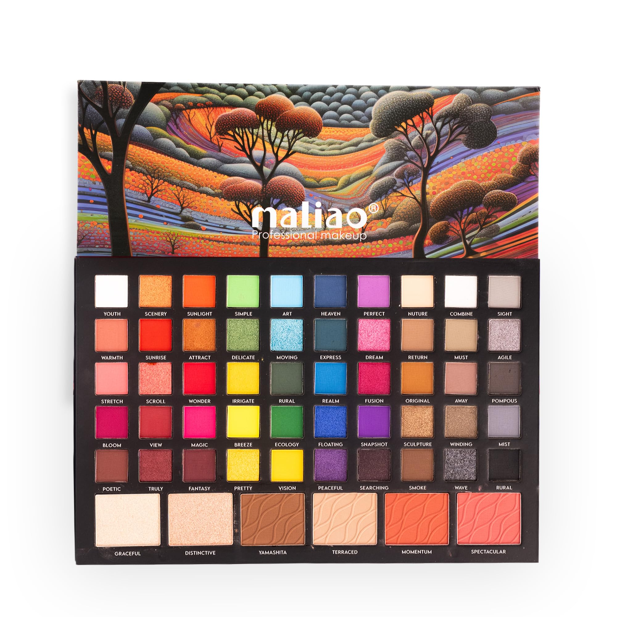 Maliao Terraced Palette - 56 Highly Pigmented Shades | Versatile Eyeshadow & Blush Palette-image-27