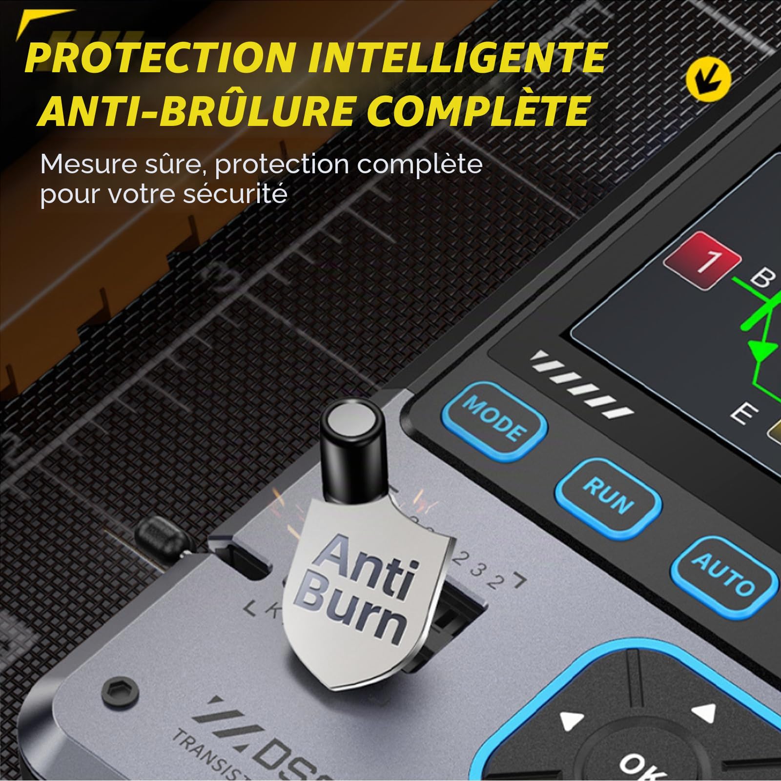 Oscilloscope DSO-TC4, oscilloscope portable 3 en 1, testeur de transistors générateur de signaux bande passante de 10MHz fréquence d'échantillonnage de 48 Méch./s multimètre avec écran TFT 2,8 pouces