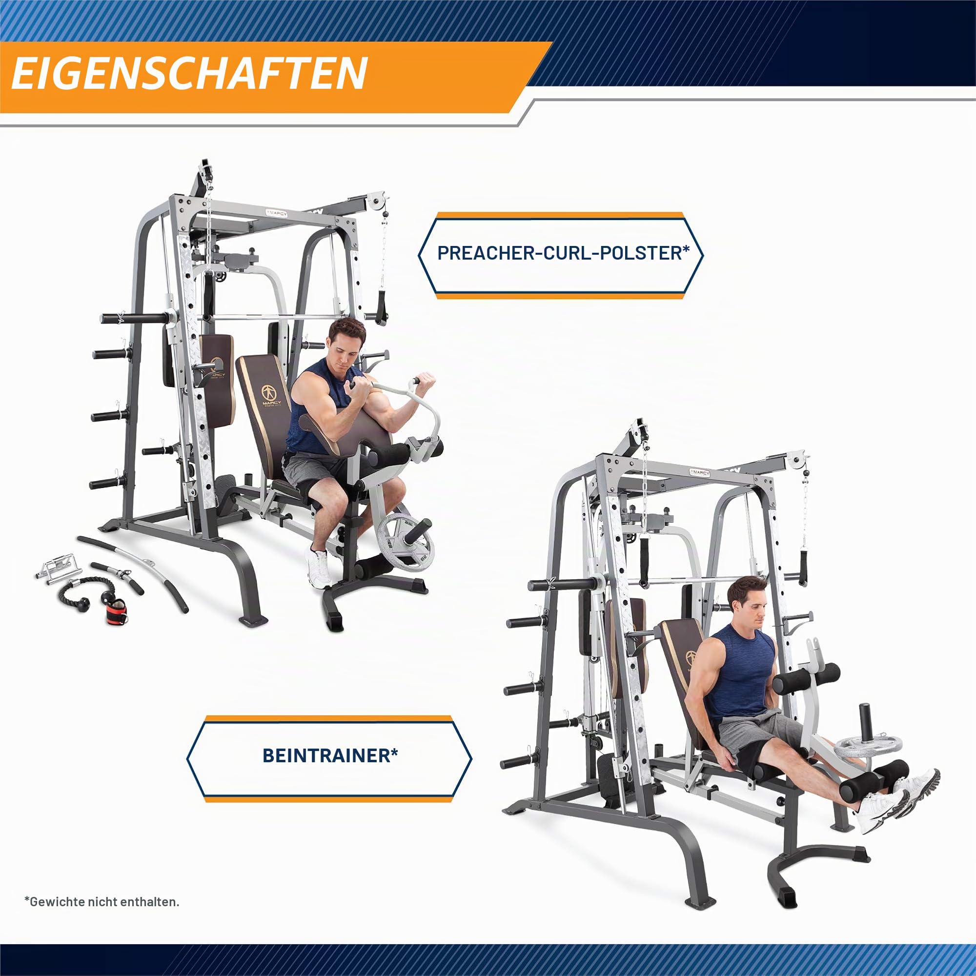 Marcy MD-9010G Heim-Gym Smith-Maschine mit Bankdrück-Station, Braun
