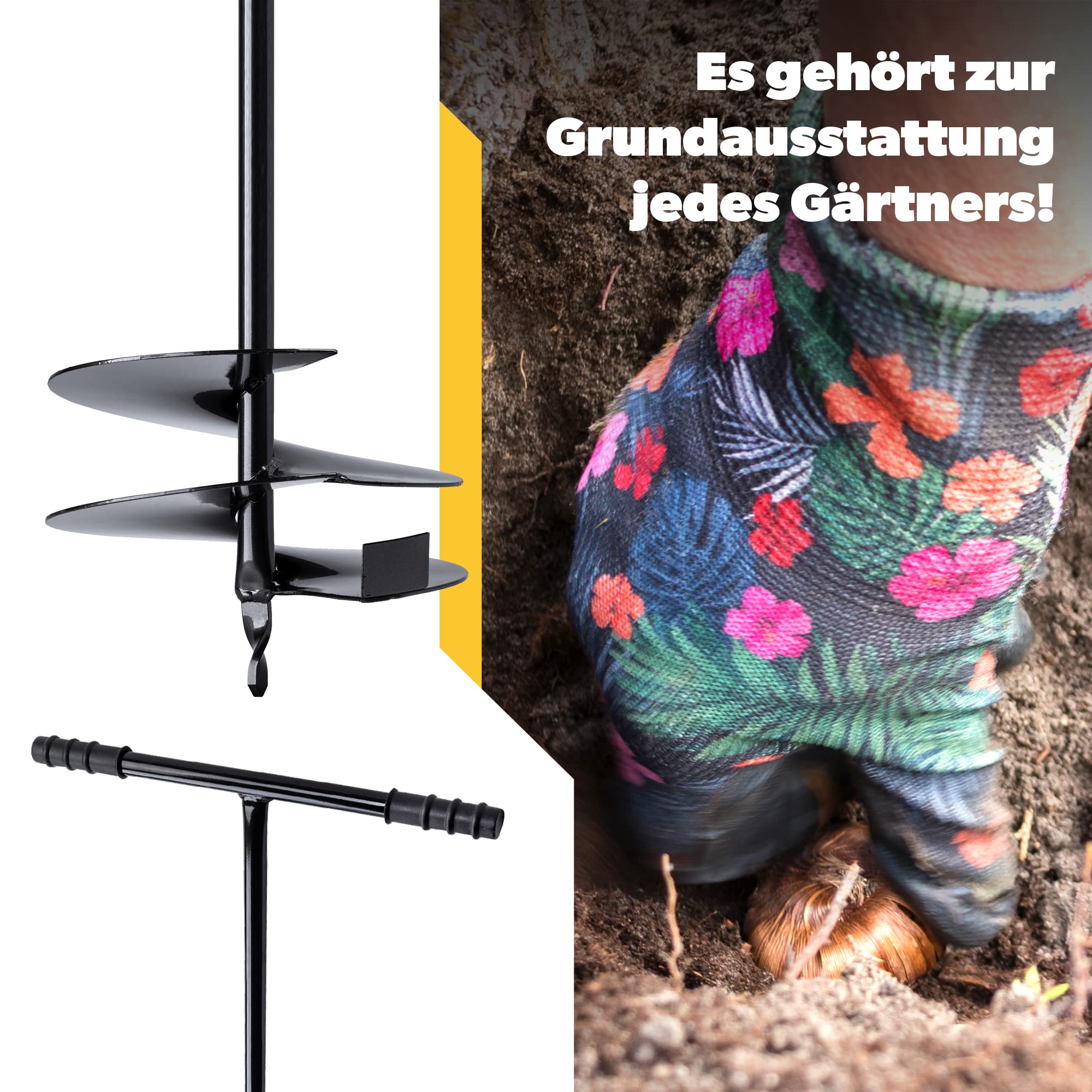 KADAX Trivella Manuale con Manico Antiscivolo per Installazione di Recinzioni e Pali, Trivella a Mano in Metallo per Trapano da Terreno (250 mm)