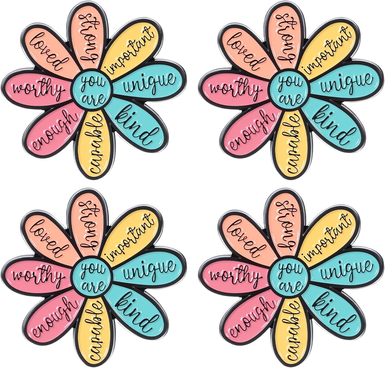 4Pcs Enamel Pins for lanyard, Ymapinc Motivational Flower Pins for Clothes