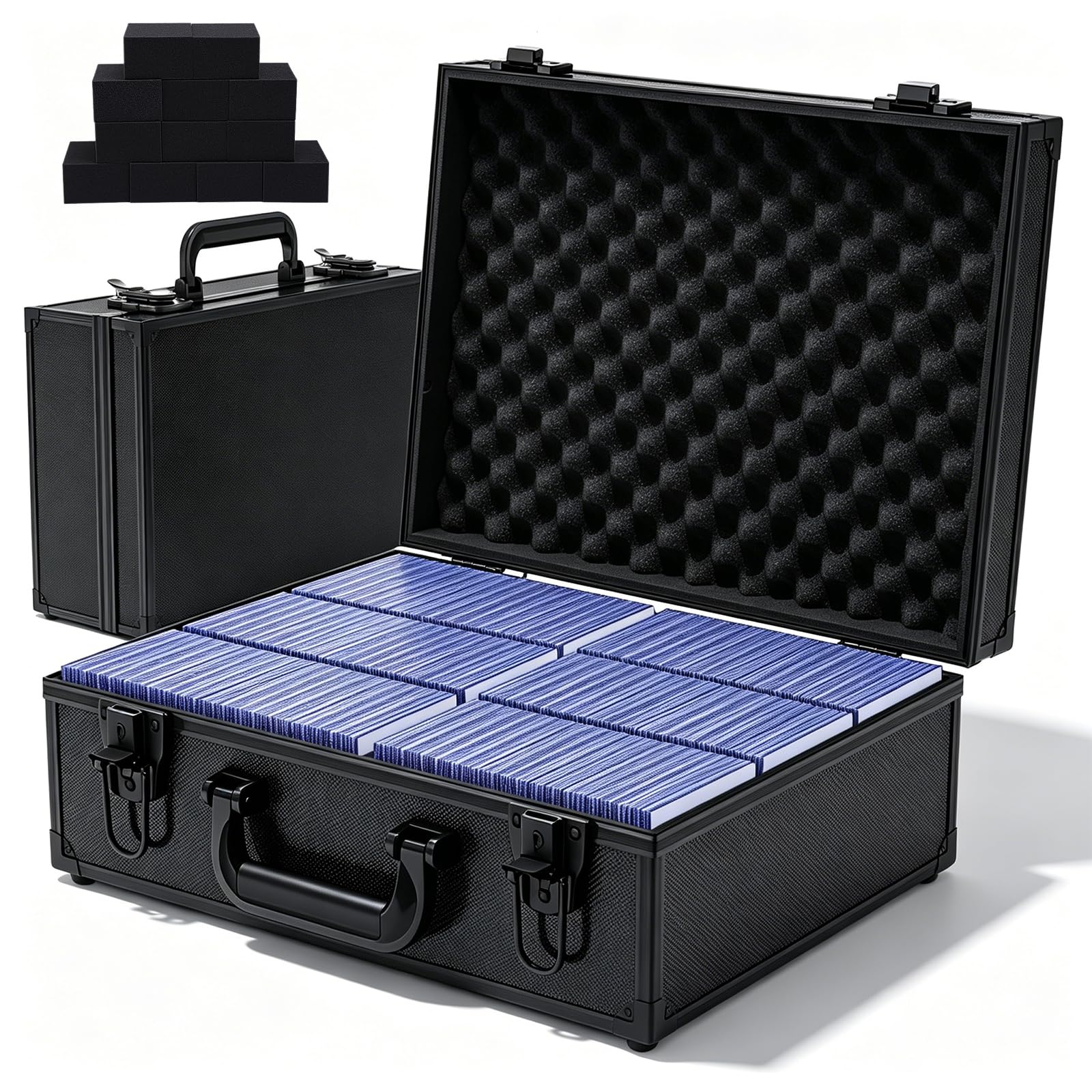 Toploader Storage Box with 12 Foam for 3x4"Hard Card, Holds 600+Toploaders