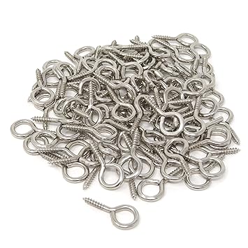 Honbay 100PCS 28mm(1.1 Inch) Nickel Plated Screw Eyes Pins Eye Bolt Hooks Eye Shape Screw Hooks Hanging Cup Hooks