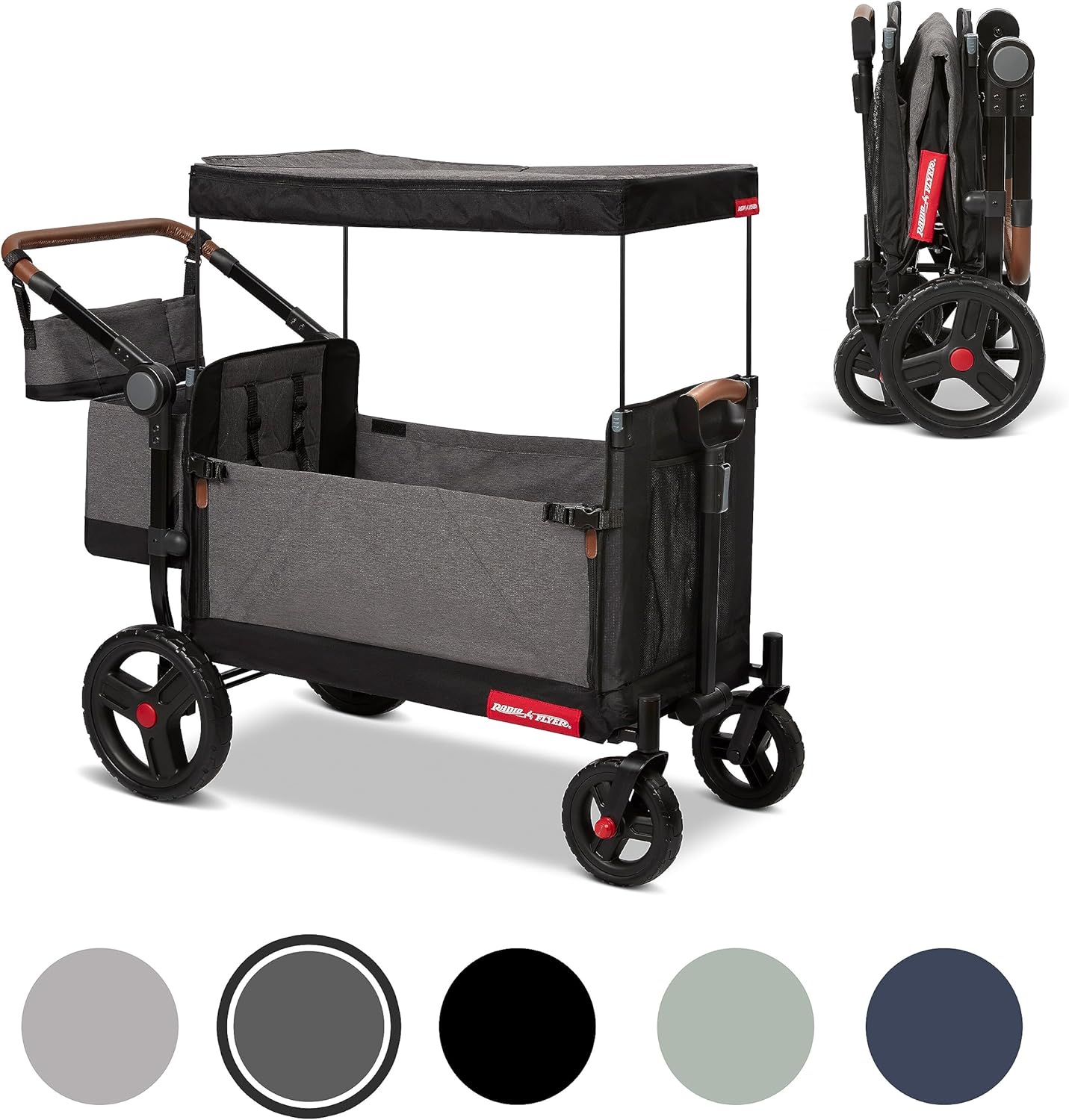 Radio Flyer Atlas Stroll N Wagon, Folding Wagon for 1+ Years - Gray Dark Gray