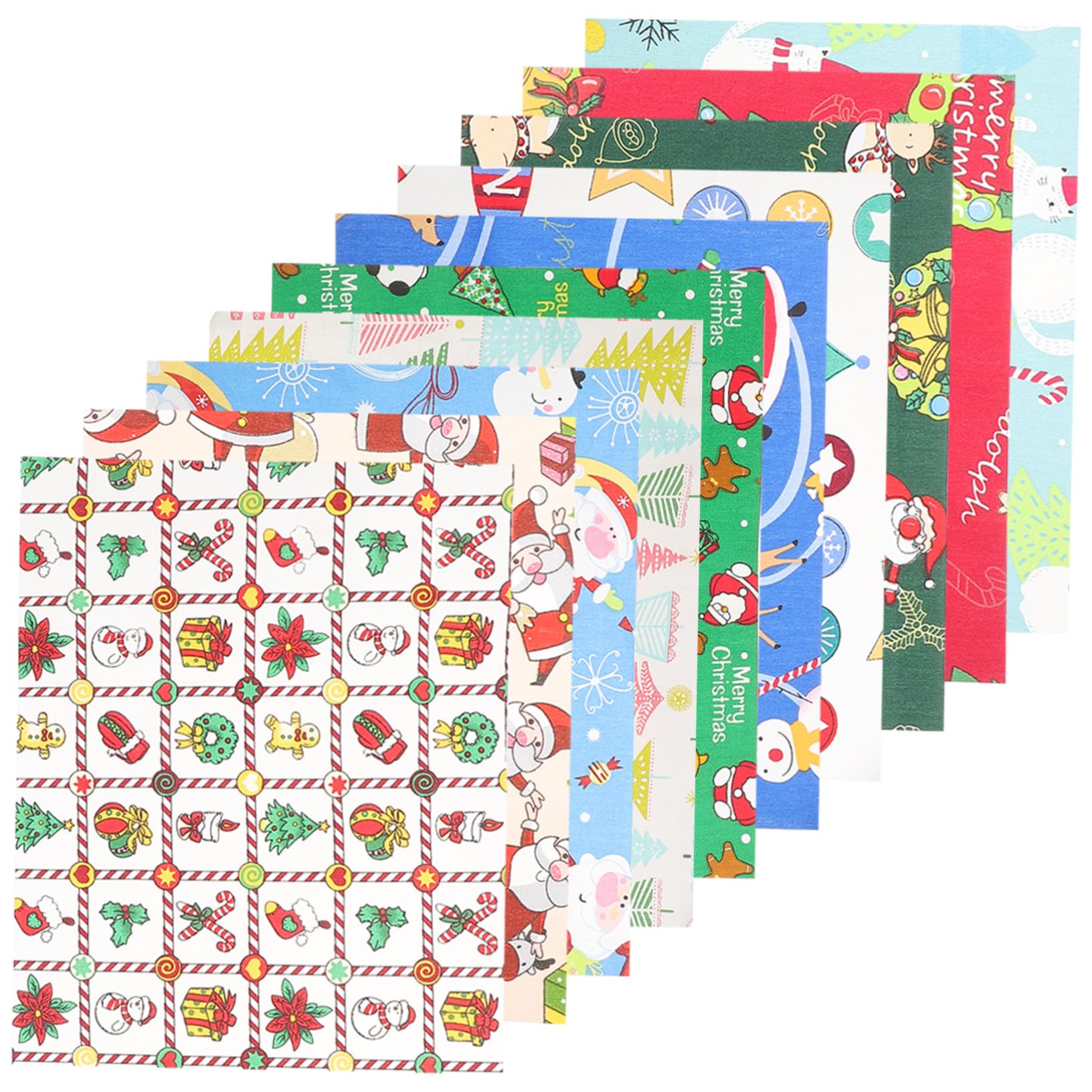 Homoyoyo 10 Hojas de Tela de Algodón Navideña Práctica y Suave Estampado Floral para Hacer Patchwork y Ropa DIY en Navidad