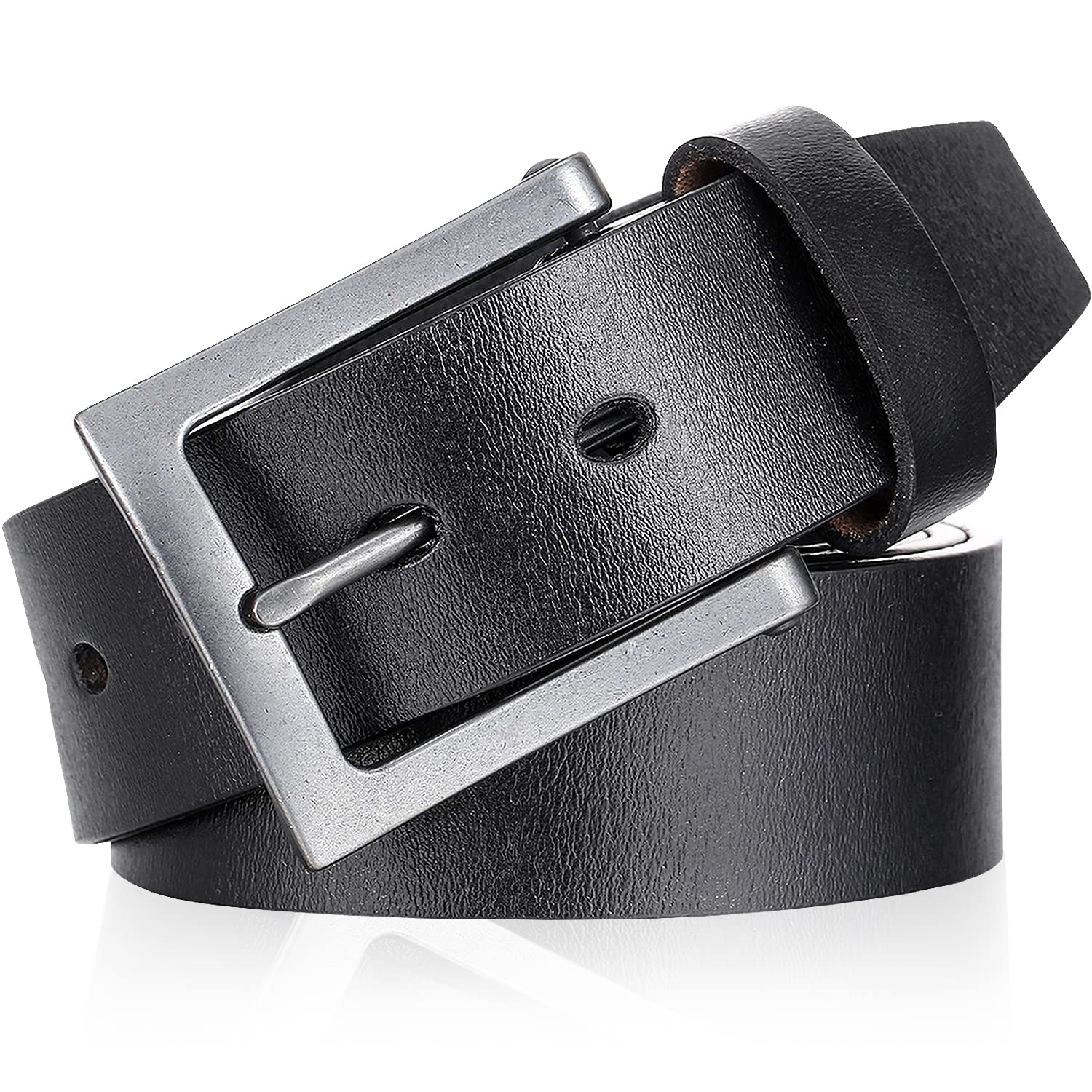 Marino Avenue Men's Belt, 100% Leather Casual Belt, Looks Great with Jeans, Khakis, Dress - With Classic Single Prong Buckle - Intrepid - Deep Charcoal - 32 (Waist: 30)