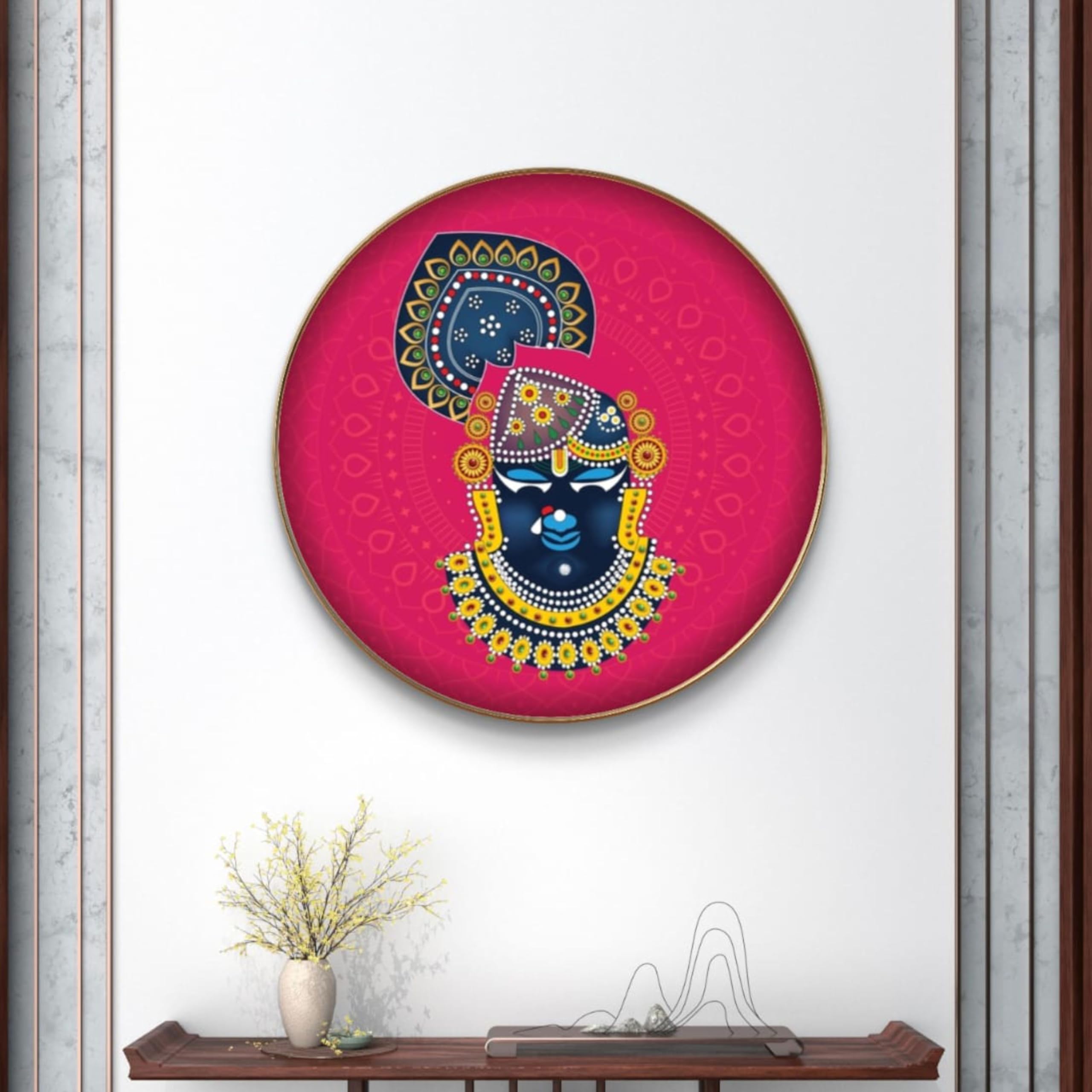 Livin'luxe paintings ShriNath ji religious Premium Sparkle lamination Golden Slim Frame 58 cm x 58 cm Large Size, For Home/Office/Hotel painting GR-02-picture-17