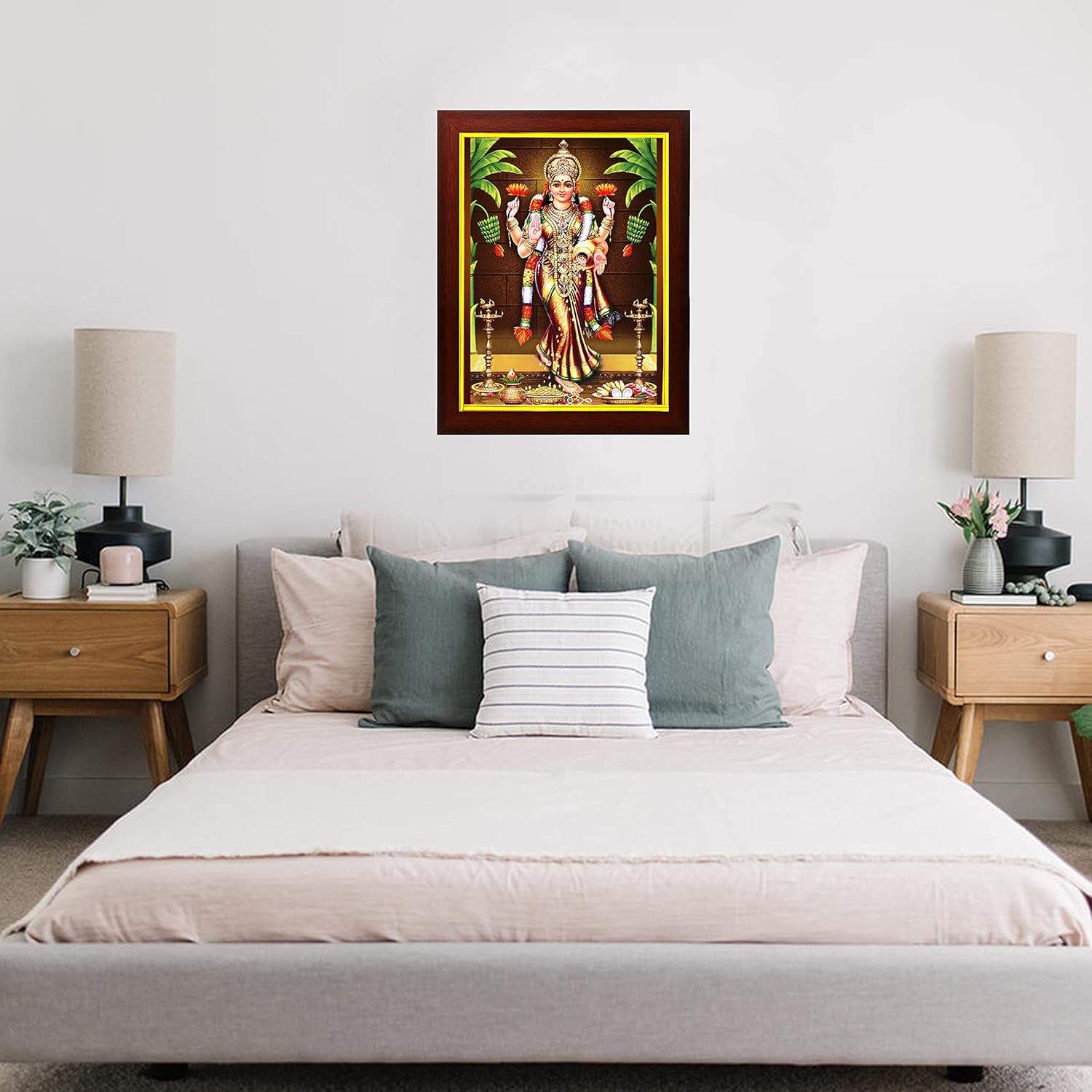 zig zag Rectangular Gruha Lakshmi Photo Frame For Wall / Room Size Medium ( 9.5 X 13.5 Inches, Acrylic Glass) Brown