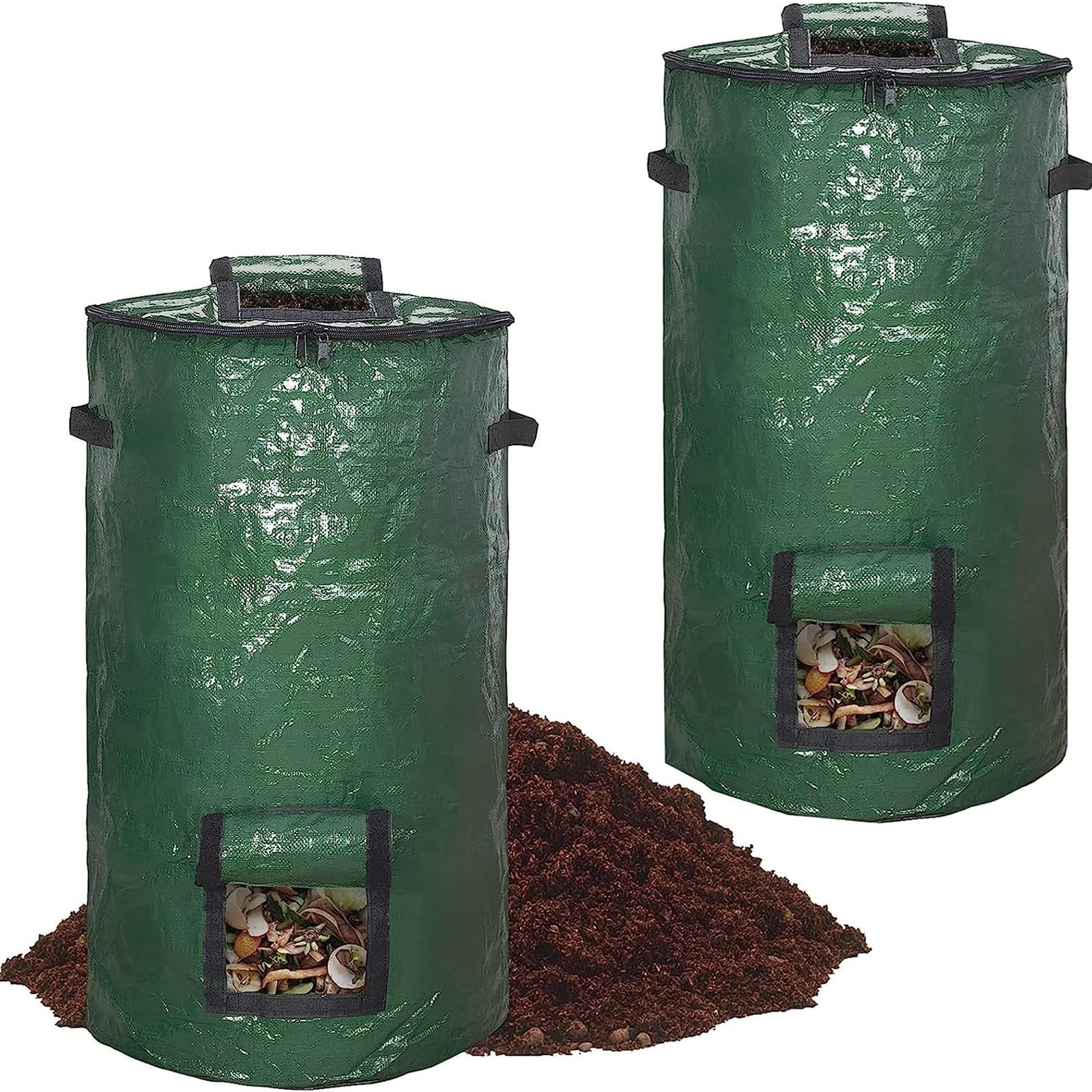 Bidone per Compost Pieghevole da 2 Pezzi, Sacco per rifiuti da Giardino, Sacco per rifiuti Riutilizzabile per Foglie da Giardino per impieghi gravosi,34 Gallon