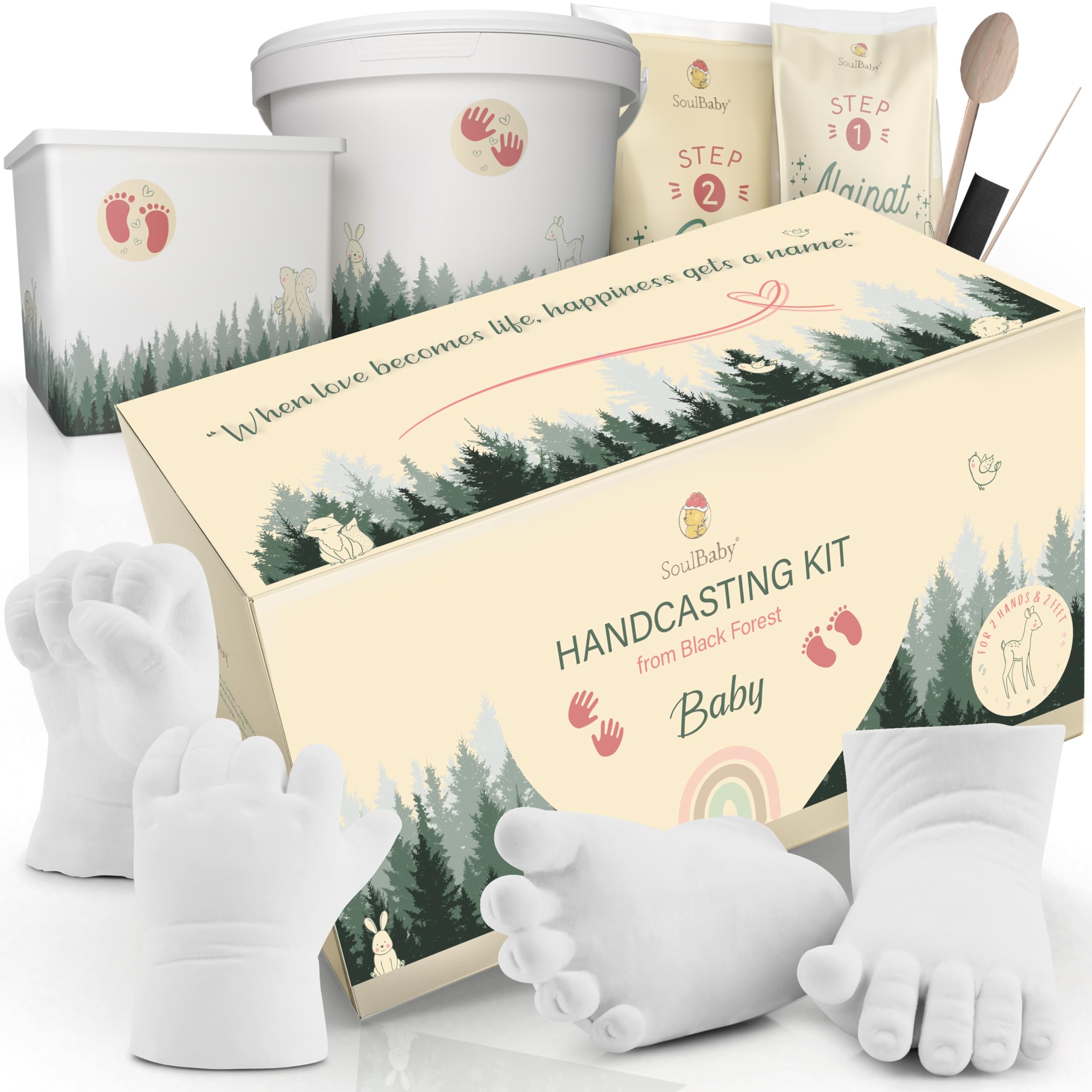 SOULBABY® Gipsabdruck Hand und Fuß [4 Abdrücke] I 100% Made in Germany I Geschenk Geburt Junge & Mädchen | Fußabdruck & Handabdruck (Gipsabdruckset Hand und Fuß)