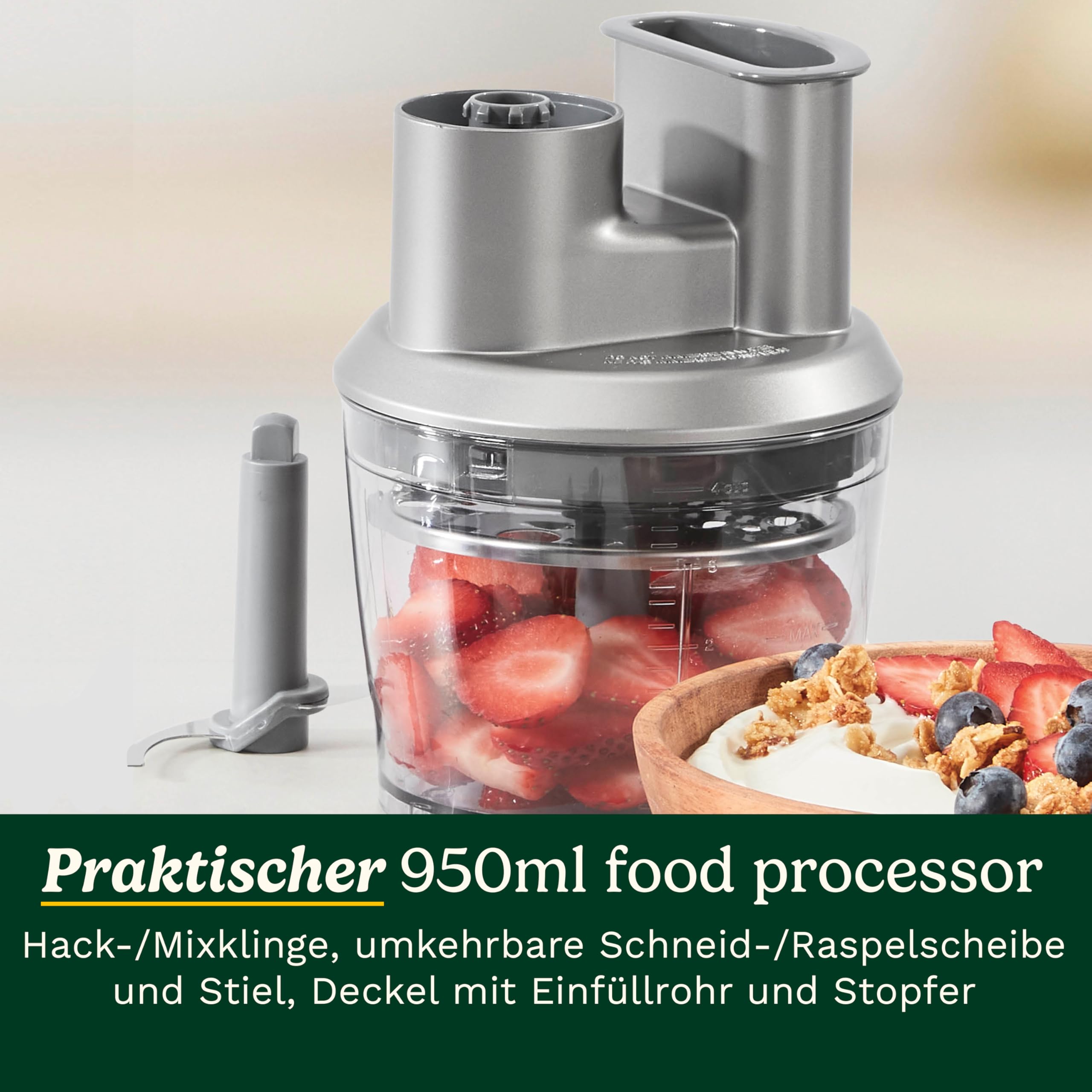 Cuisinart Power Blend Stabmixer 400W | Handmixer | Variable Geschwindigkeitsregelung | Schüssel & Schneebesen | BPA‑freie kratzfeste Glocke | Prep‑and‑Go‑Behälter | Edelstahlklinge
