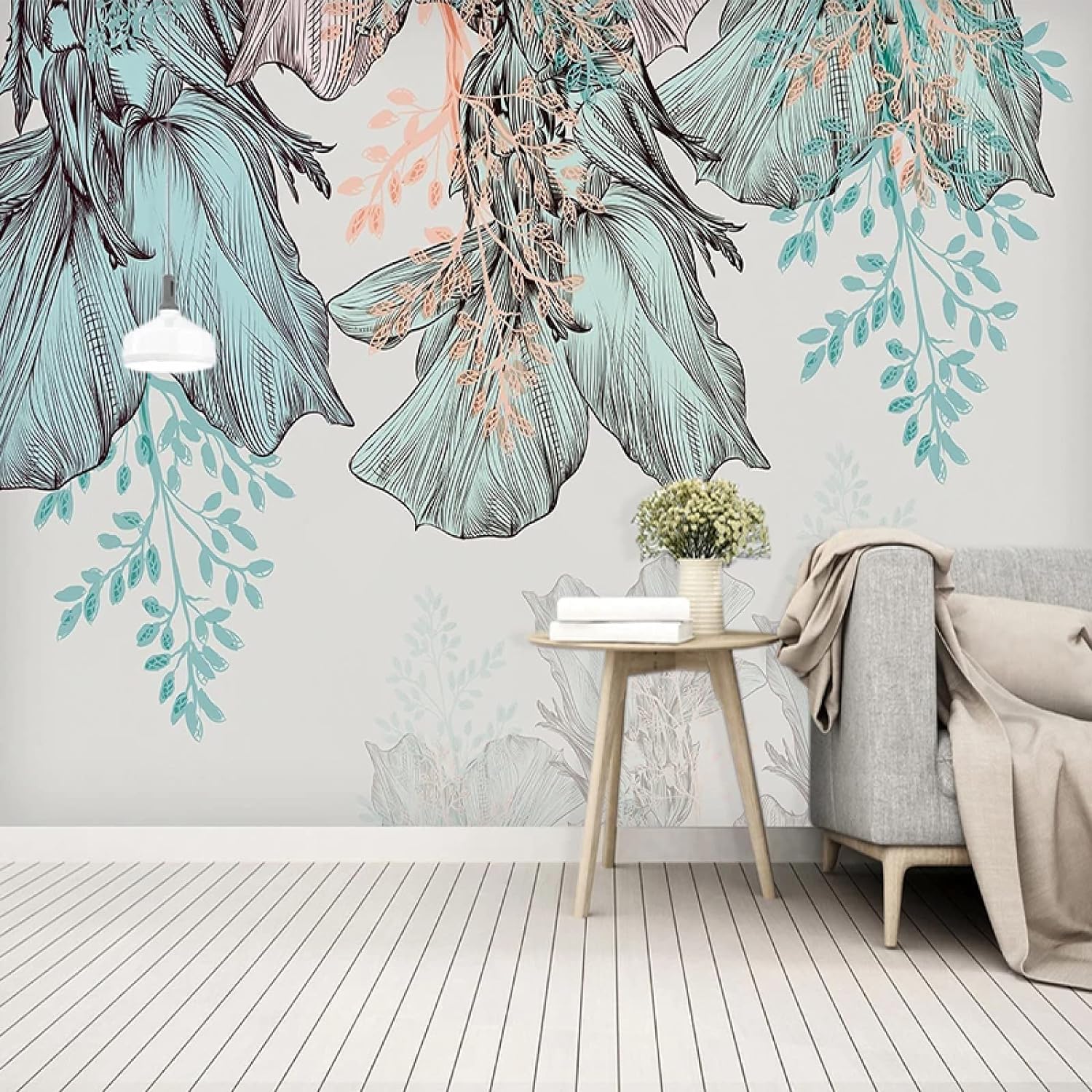 Papier peint fleurs 3D autocollant pour relooker votre salon facilement