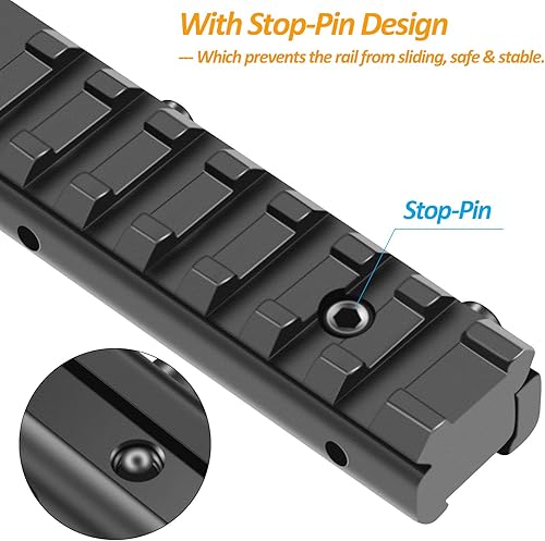 Miniatura 3 de Adaptador de riel de cola de milano a Picatinny de 11 mm a 21 mm - Montura de conversión de riel elevador de mira de perfil bajo - Montura base