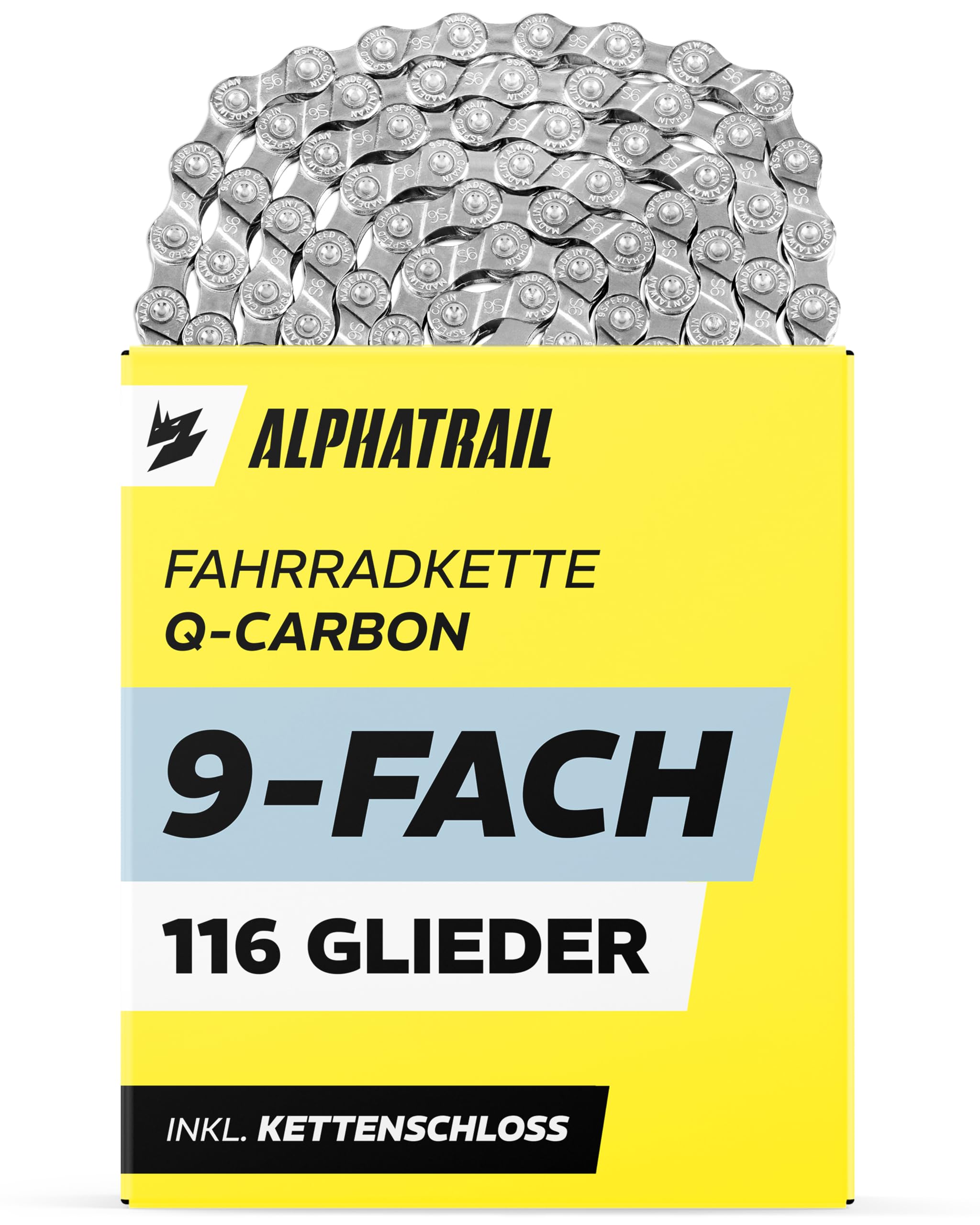 Alphatrail Bike Chain Parker 9-Speed 116 Links I Compatible with Shimano, SRAM, KMC, Connex I Incl. Chain Lock-image-5