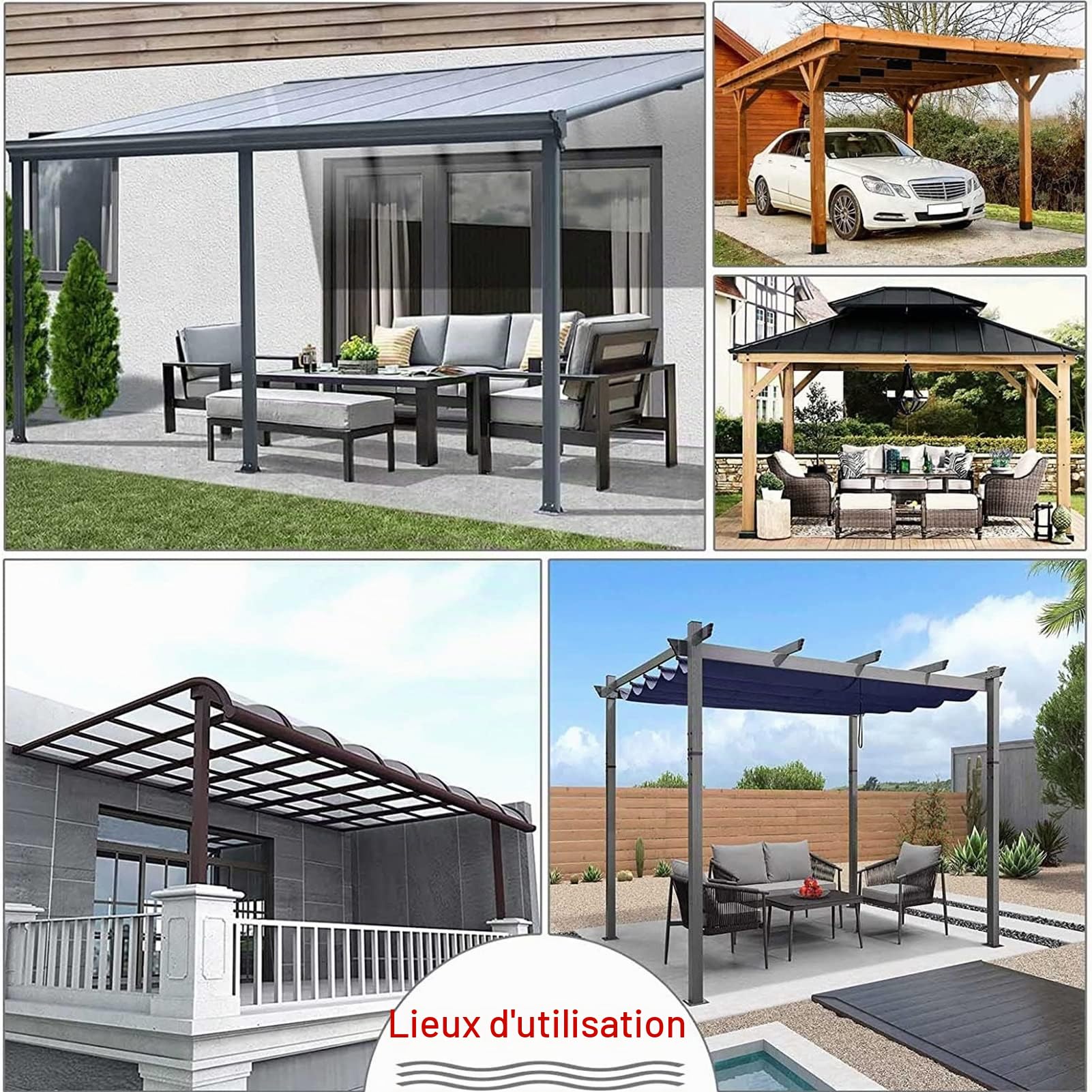 Rideaux de Bâche Imperméables Transparents Extérieurs, Bâche en PVC avec Fermeture À Glissière, Pergola Patio Porche Panneaux Latéraux de Étanche Claire, avec Œillets
