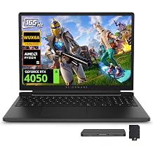 Dell Alienware 15 15.3" WUXGA 165Hz Gaming Laptop, NVIDIA GeForce RTX 4050 6GB GDDR6, AMD Ryzen 5 220, 32GB DDR5, 3TB Storage2TB SSD+1TB Docking Station, Backlit Keyboard, Win 11, Black