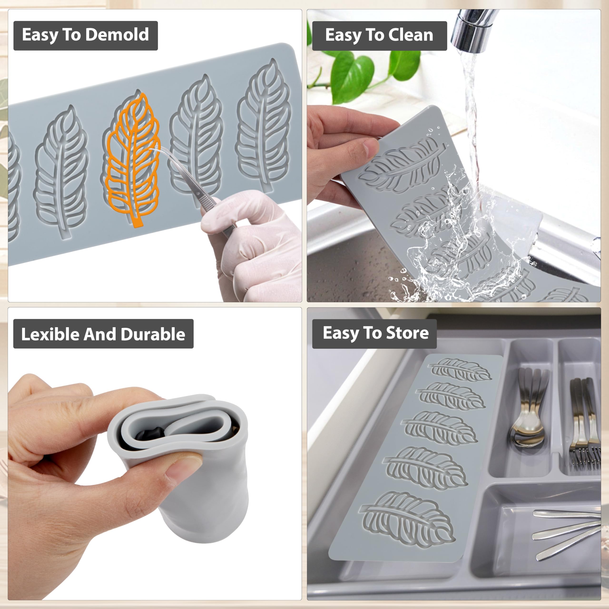 2 stampi in silicone per foglie tropicali, forma di fondente 3D, stampi fai da te, per zucchero, caramelle, cioccolato, decorazione torta