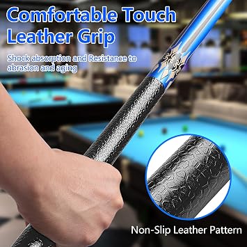 Pool Cue, 58 Pool Cue Sticks for Adults with 13MM Tips Canadian Maple Wood Leather Pattern Grip 18 19 20 21 oz, Professional Billiard Cues Players for Bar House Pool Table Sports 8/9 Ball