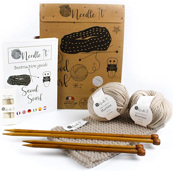 Needle It Kit Tricot Snood à Tricoter Soi-Même Écru