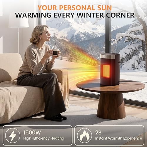 Miniatura 9 de Calentador de espacio Kissair, calentadores portátiles para uso en interiores con termostato y protección contra sobrecalentamiento, calentador de