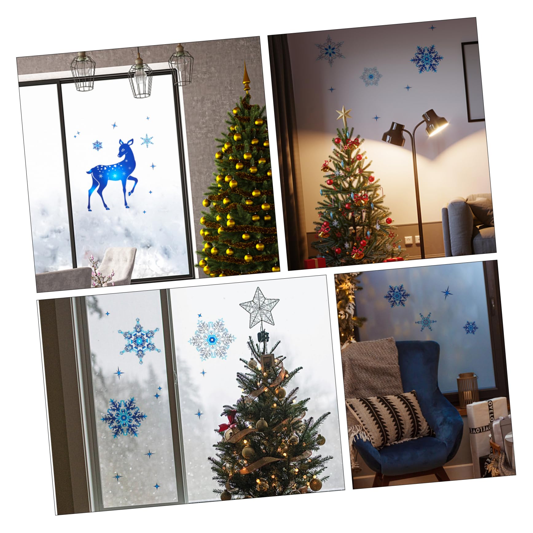 OUNONA 12hojas Pegatinas Navideñas De Ventana Adornos De Translúcidos Para Decoración De Navidad Hogar y Fiesta Arte