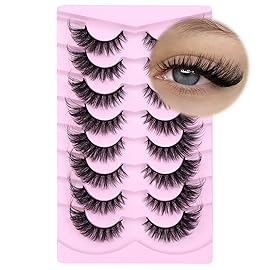 GVEFETIEE Fluffy Cat Eye Lashes - Faux Mink Wispy Strip Lashes, Black