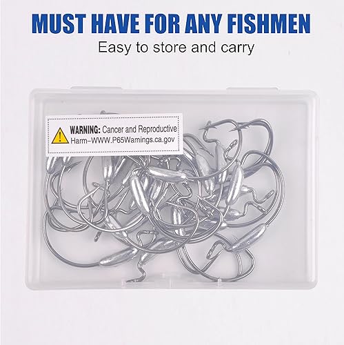 Miniatura 5 de Ganchos con peso para plástico suave, 30 ganchos para agua salada para agua salada, ganchos extra anchos, ganchos de gusano sin malezas, gancho de