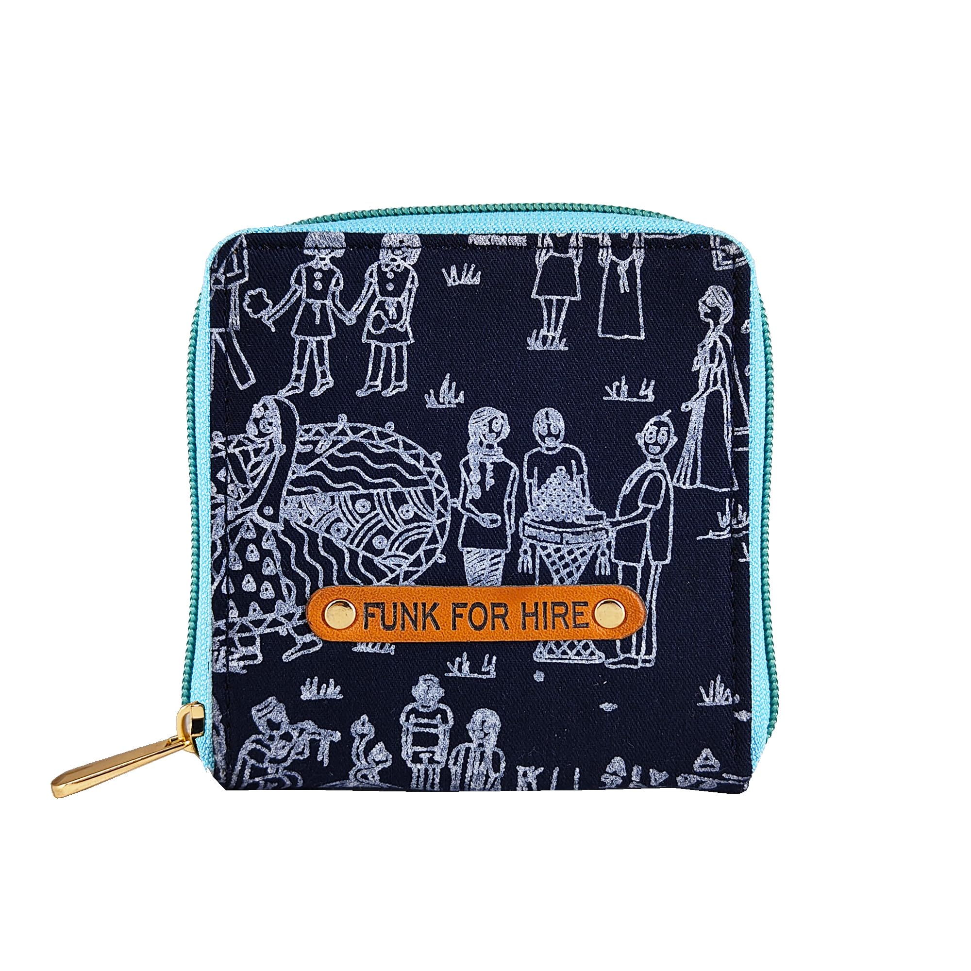 Women Printed Navy Blue Cotton Canvas Square Wallet-image-25