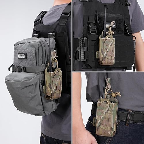 Miniatura 7 de EXCELLENT ELITE SPANKER Funda de radio universal táctica Molle Bolsa de radio ajustable para cinturón de servicio, chaleco para Walkie Talkie de dos
