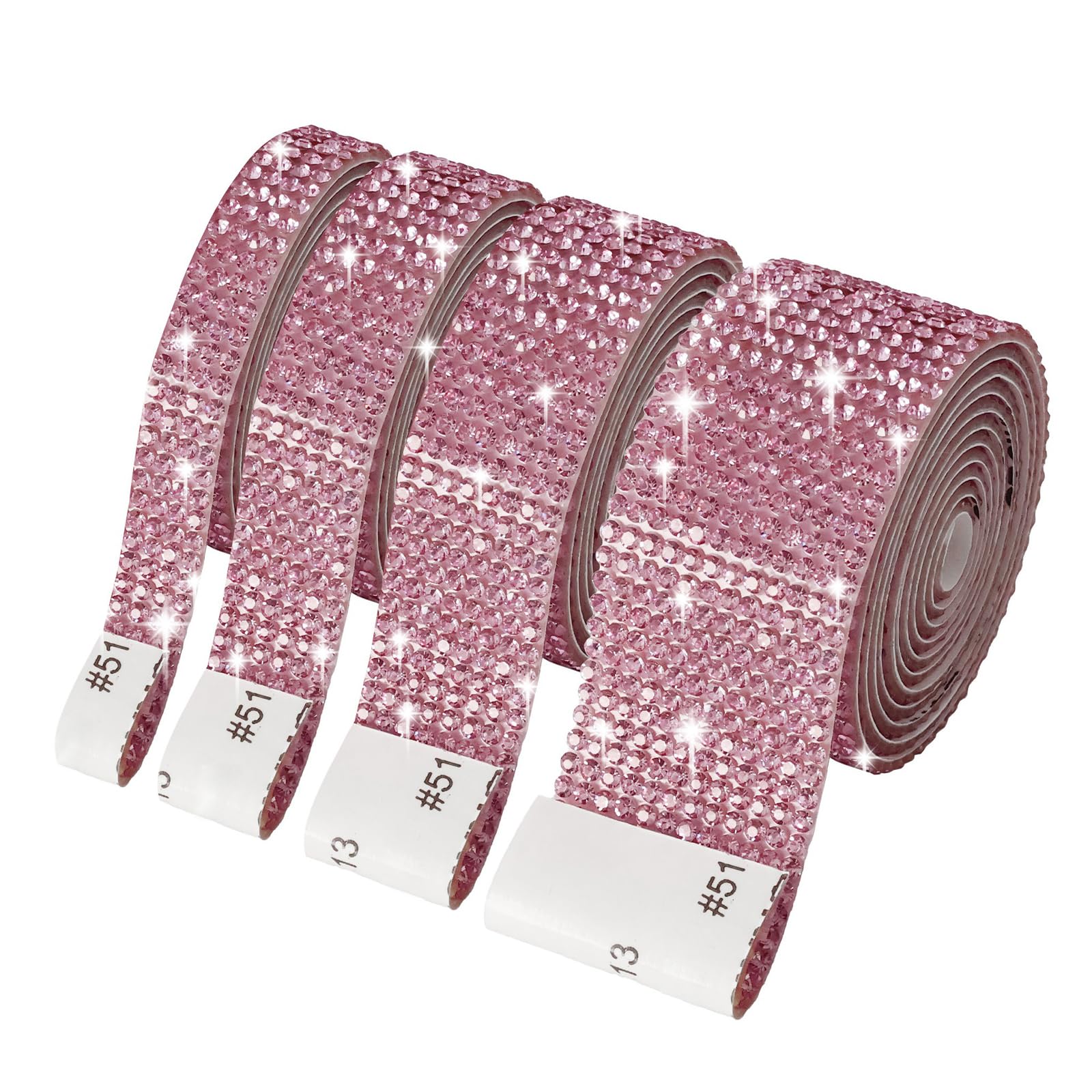 ZEPFJHE 4 Rolls Sparkling Rhinestones Ribbons Adhesive Rhinestones Tapes for Art Craft Cake Decoration Garment Making Costume Decorations