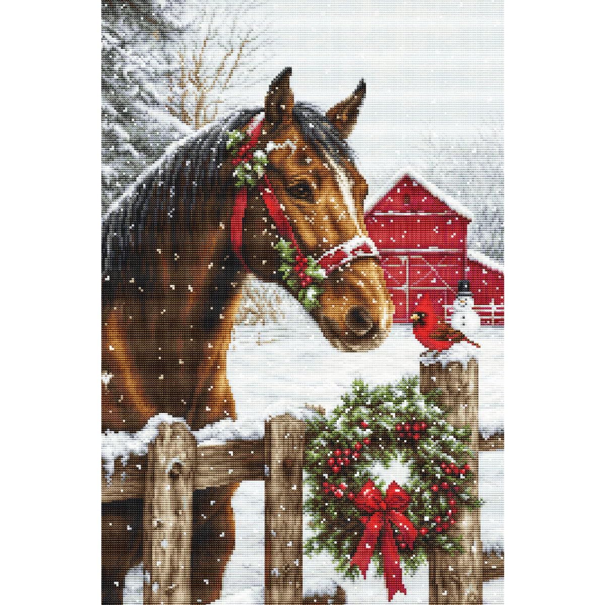 Luca-S Holiday Magic Petit Point Kit Gold - G710, Counted Cross Stitch Kit For Adults, Needlecraft And Embroidery Kit