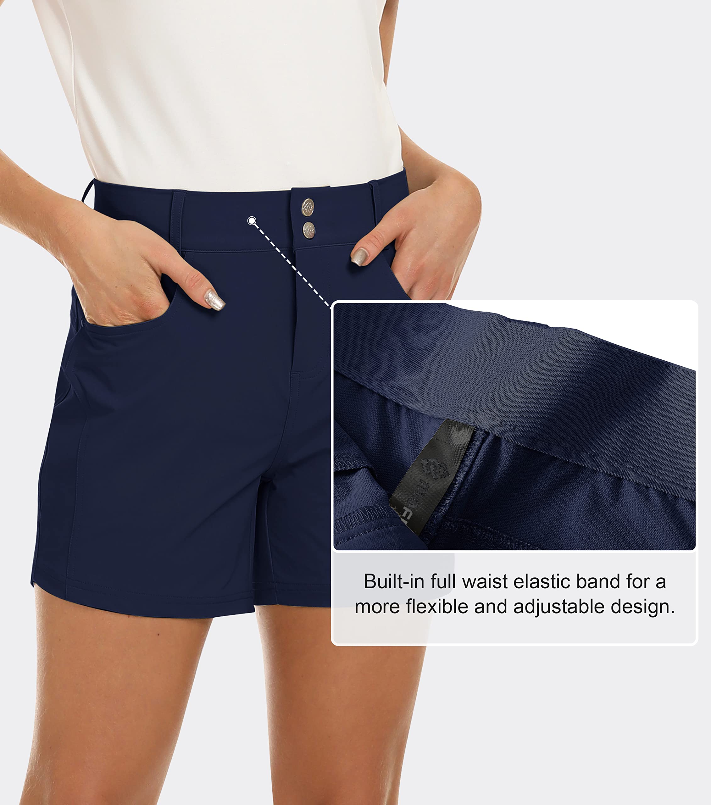 MoFiz Shorts Femme Pantalon Court de Golf Randonnée d'été Léger Shorts Outdoor Imperméable Séchage Rapide avec Elastique Ceinture Intégrée