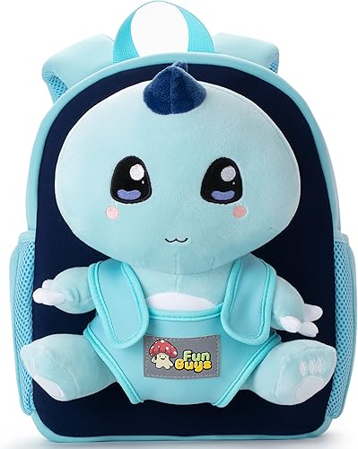 FunGuys Mochila Kawaii de dinosaurio para niños de 3 a 5 años, mochila para niños y niñas, mochila preescolar para niños de 5 a 7 años, jardín de