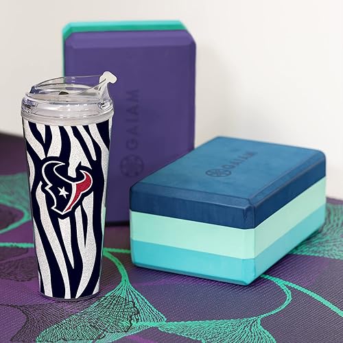 Miniatura 224 de Rico Industries NFL - Vaso de purpurina acrílica de 24 onzas con tapa con bisagras, vaso de doble pared con licencia oficial y popote Tie Dye
