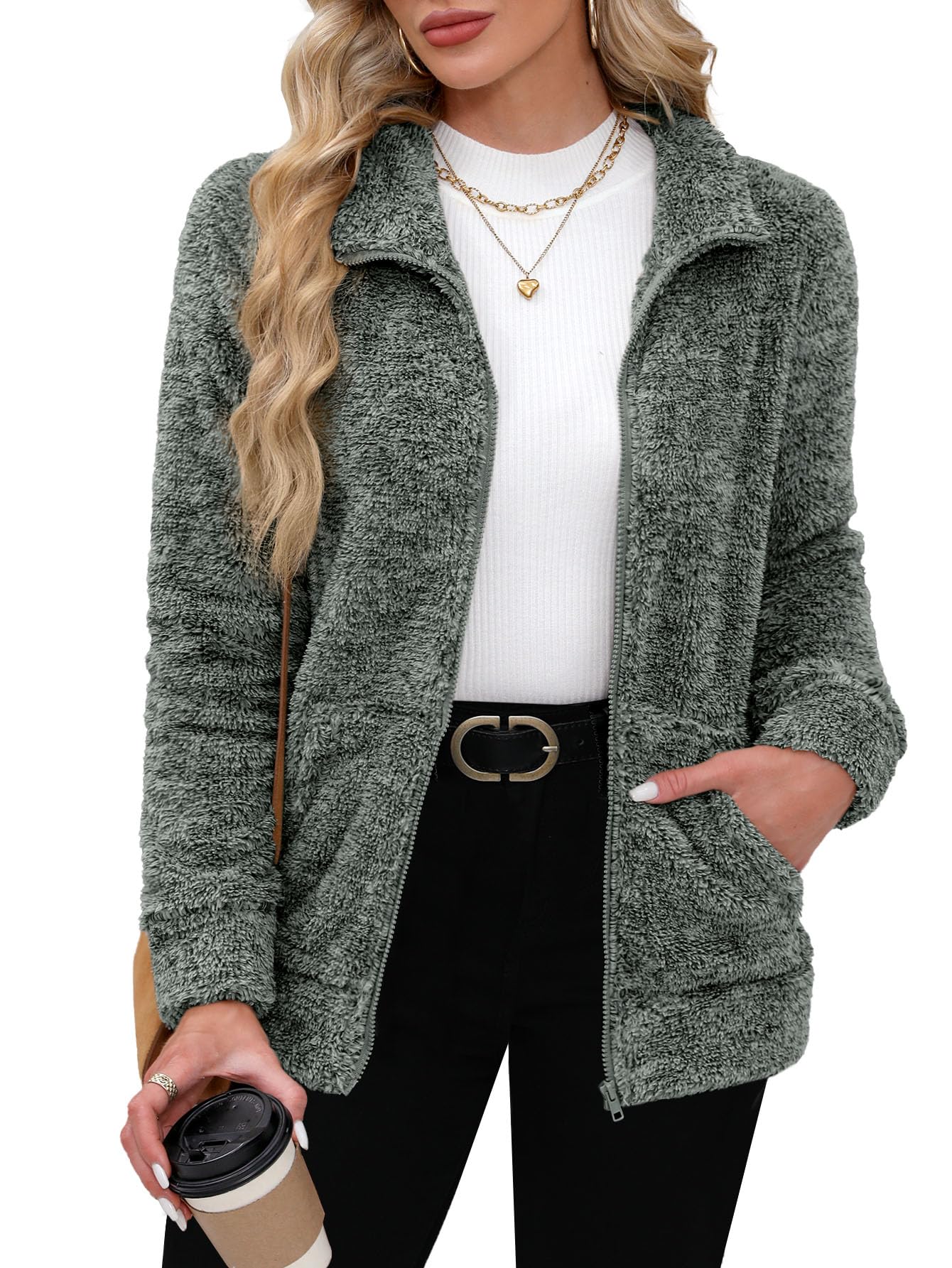for g and pl Women's Long Sleeve Full Zip Soft Warm Fleece Jacket-picture-27