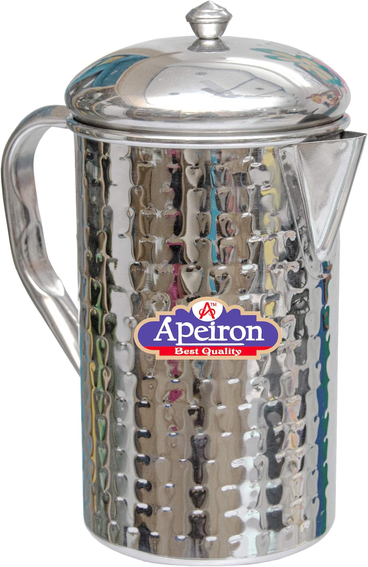 Apeiron Stainless Steel Water jug with Lid and Handle, 2000 ML (Amphora) (Silver)