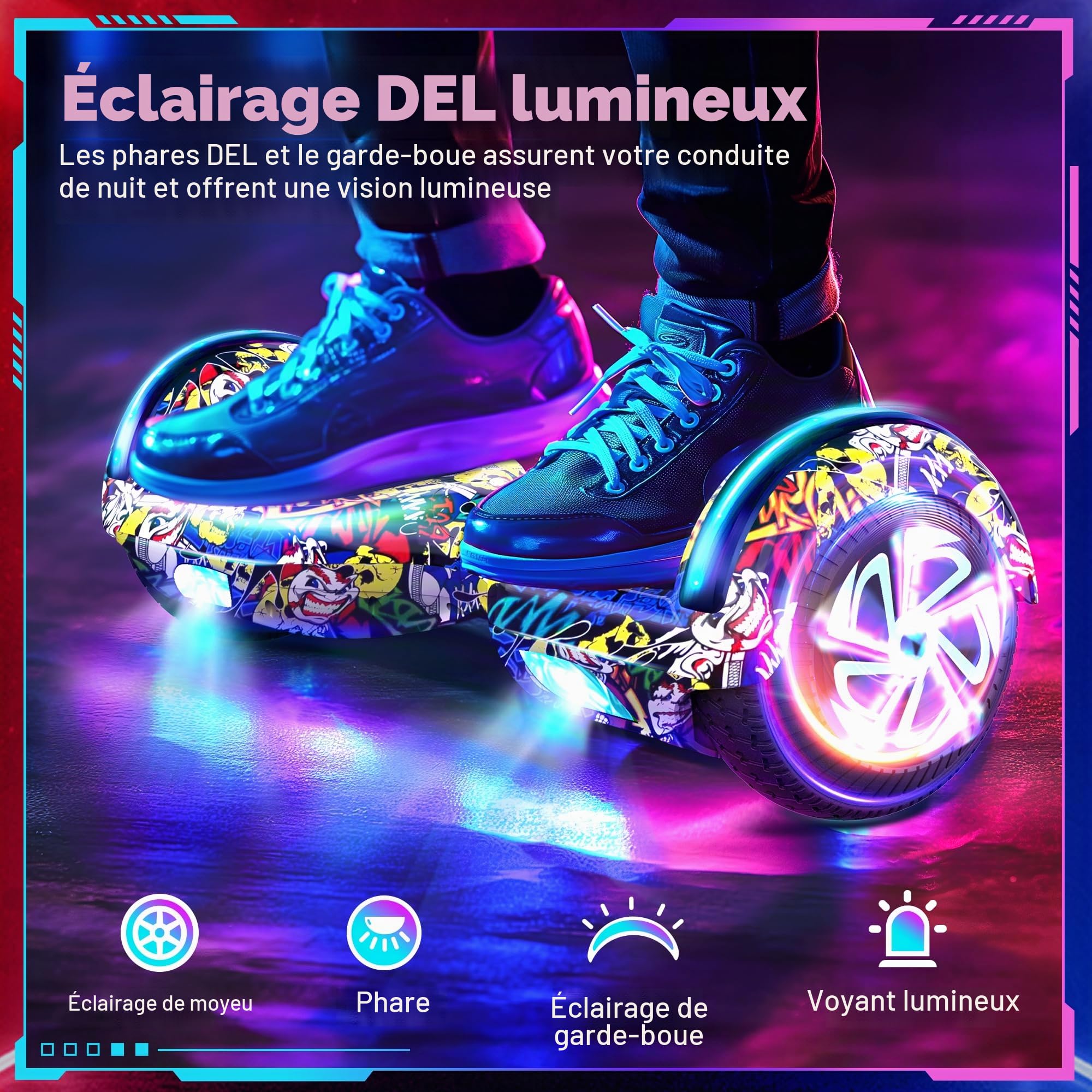 SISIGAD Hoverboard, 6.5 Pouces Self Balancing Scooter with Bluetooth LED Lights, Hover Board for Kids