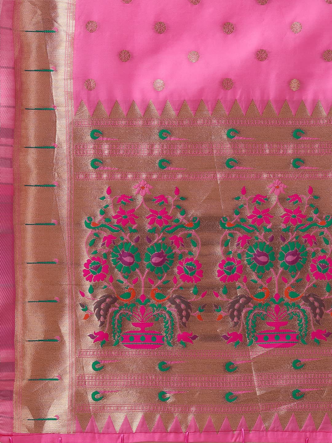 DEVANGI Women's Woven Paithani Banarasi Silk Dupatta/Chunni For Women, Animal Print 1 Meter Wide and 2.3 Meter Length Printed Designer Dupatta/Chunni For Girls (BabyPink) 3