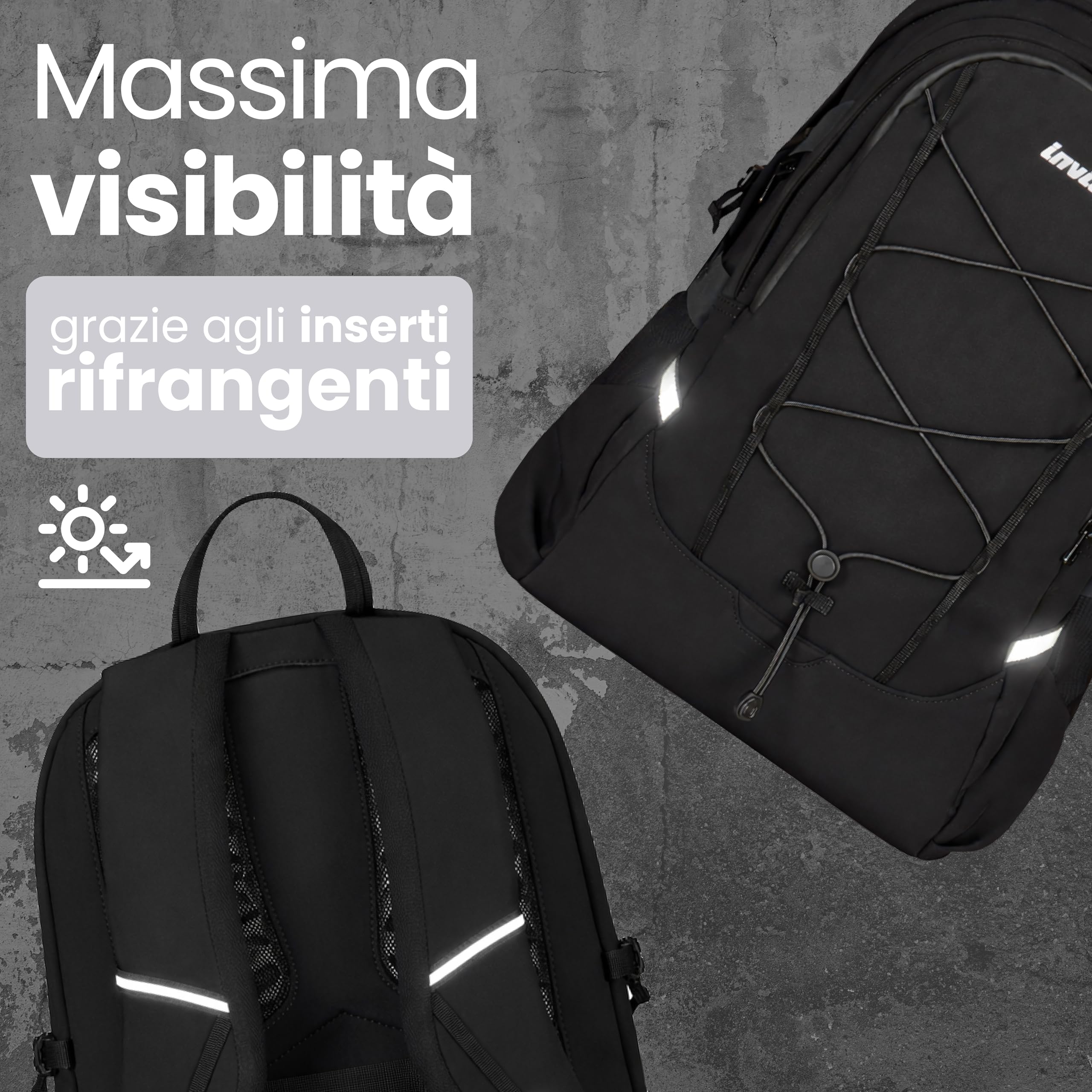 Invicta Zaino Lavoro Act Plus, Nero, Doppio Scomparto Con Tasca PC 14", Tasca Borraccia e Fondo Rinforzato, Zaino Capiente e Versatile da 29 L Per Ufficio e Università, Per Uomo e Donna