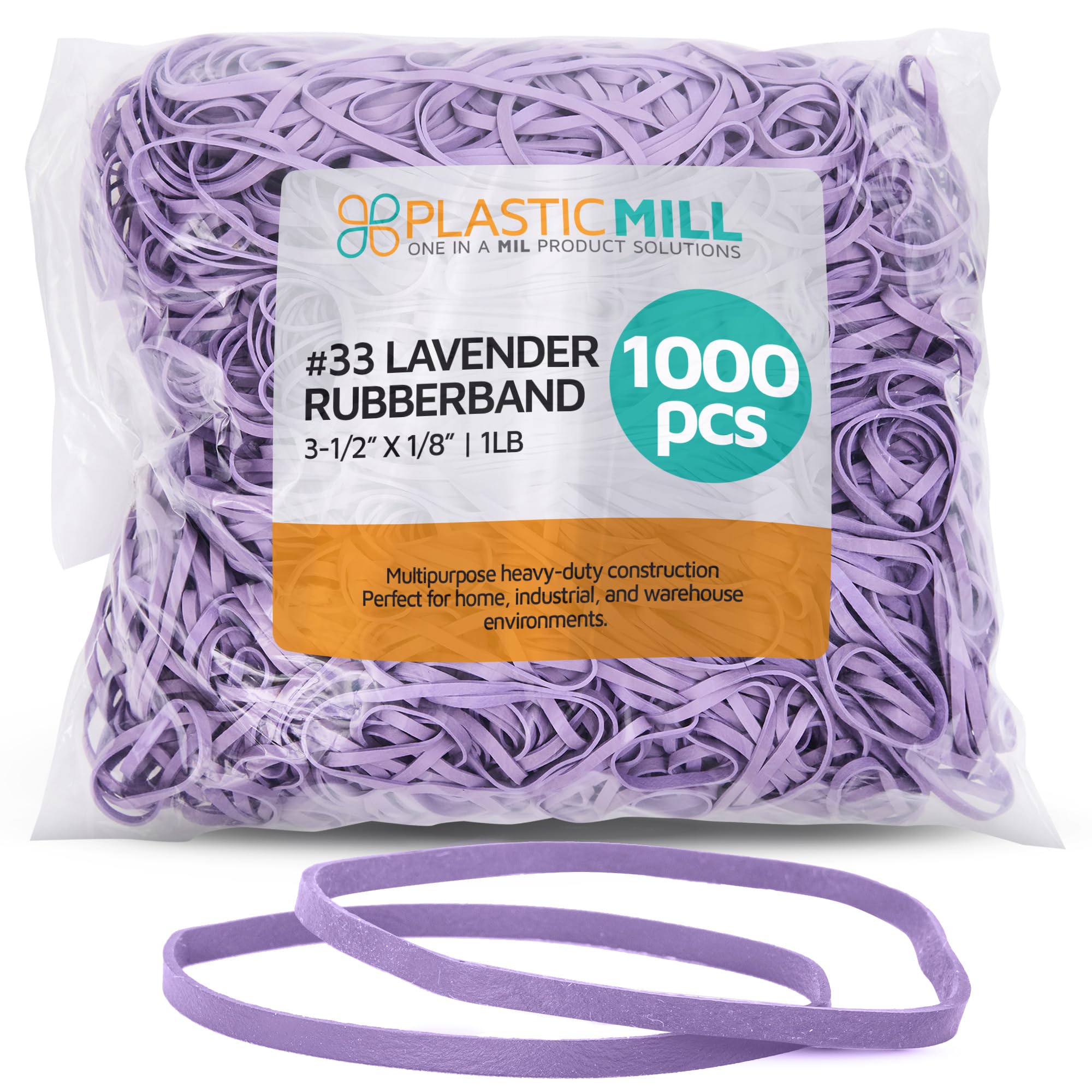 PlasticMill Rubber Bands - #33 Size - Rubberbands - 2Lb/1000 Count 2 Pound / 1000 Count Lavender โ image 1