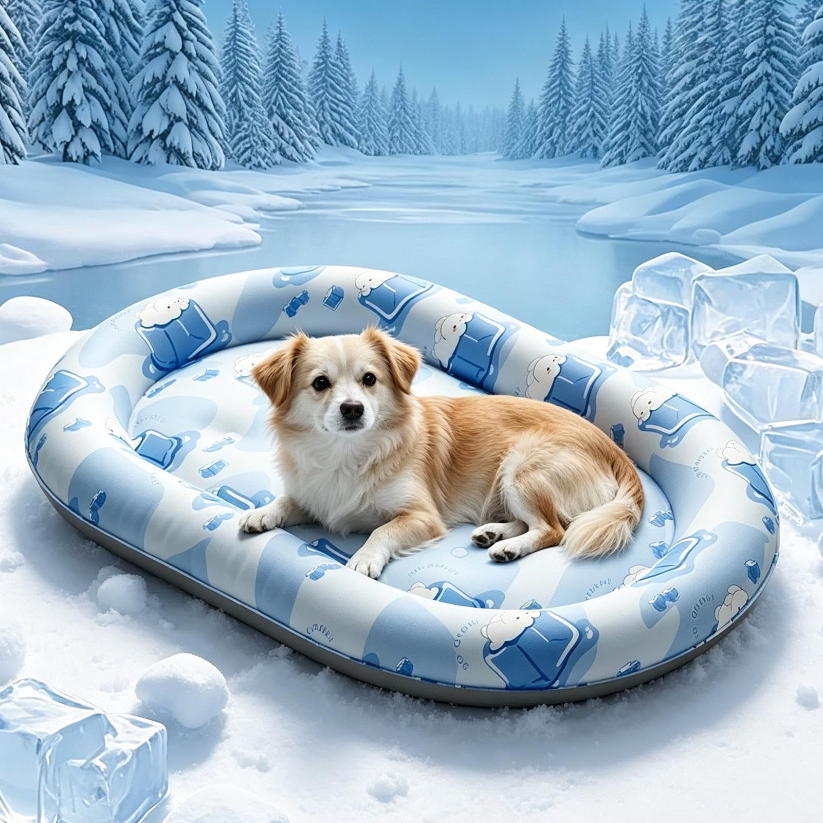 Tappetino Rinfrescante per Animali Domestici Cuccia Portatile con Cuscino | Tappetino Rinfrescante Impermeabile per Cani Interni Esterni Casa Auto Viaggi Patio Gabbia Cuccioli