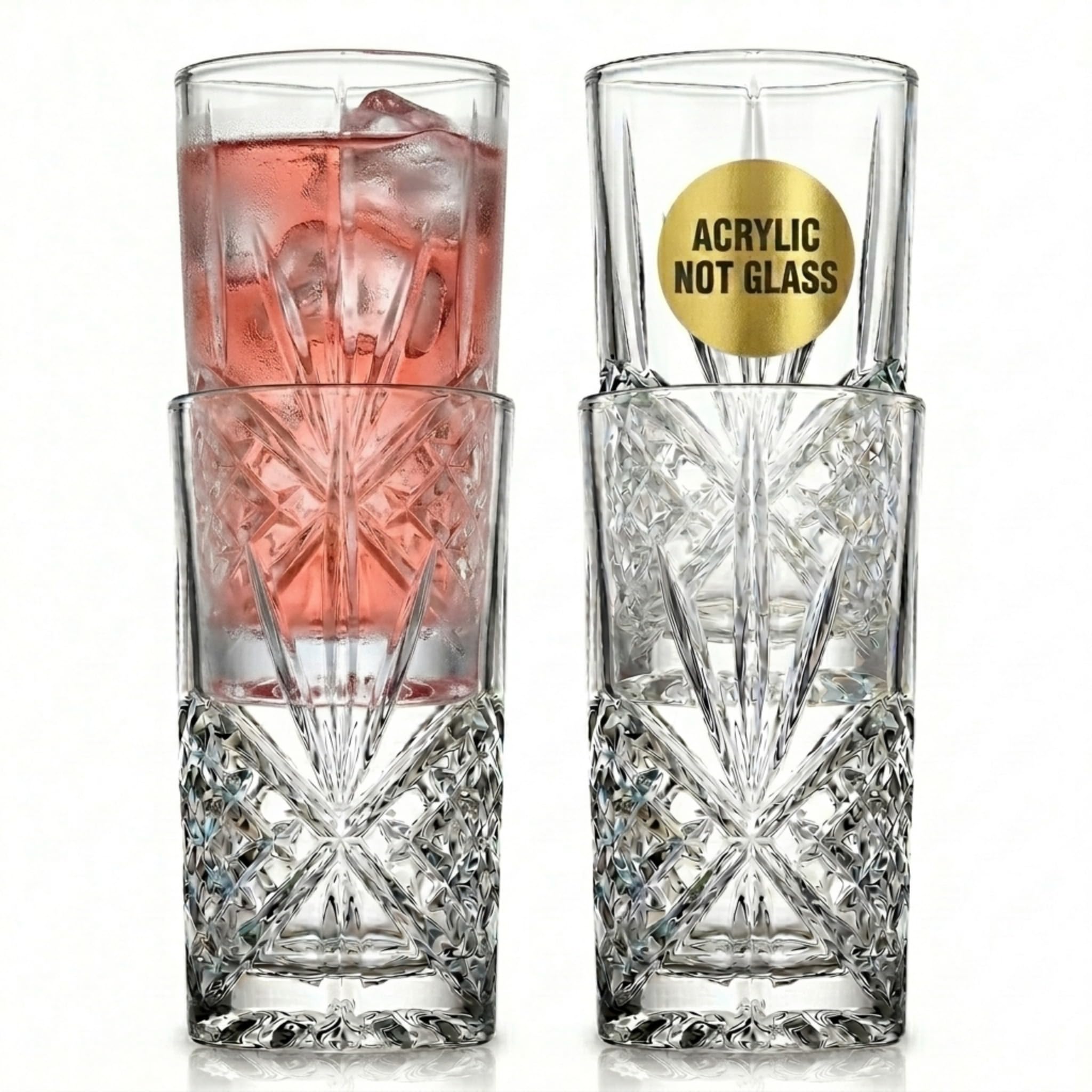 Godinger Tall Highball Glasses Dublin Collection Set of 4