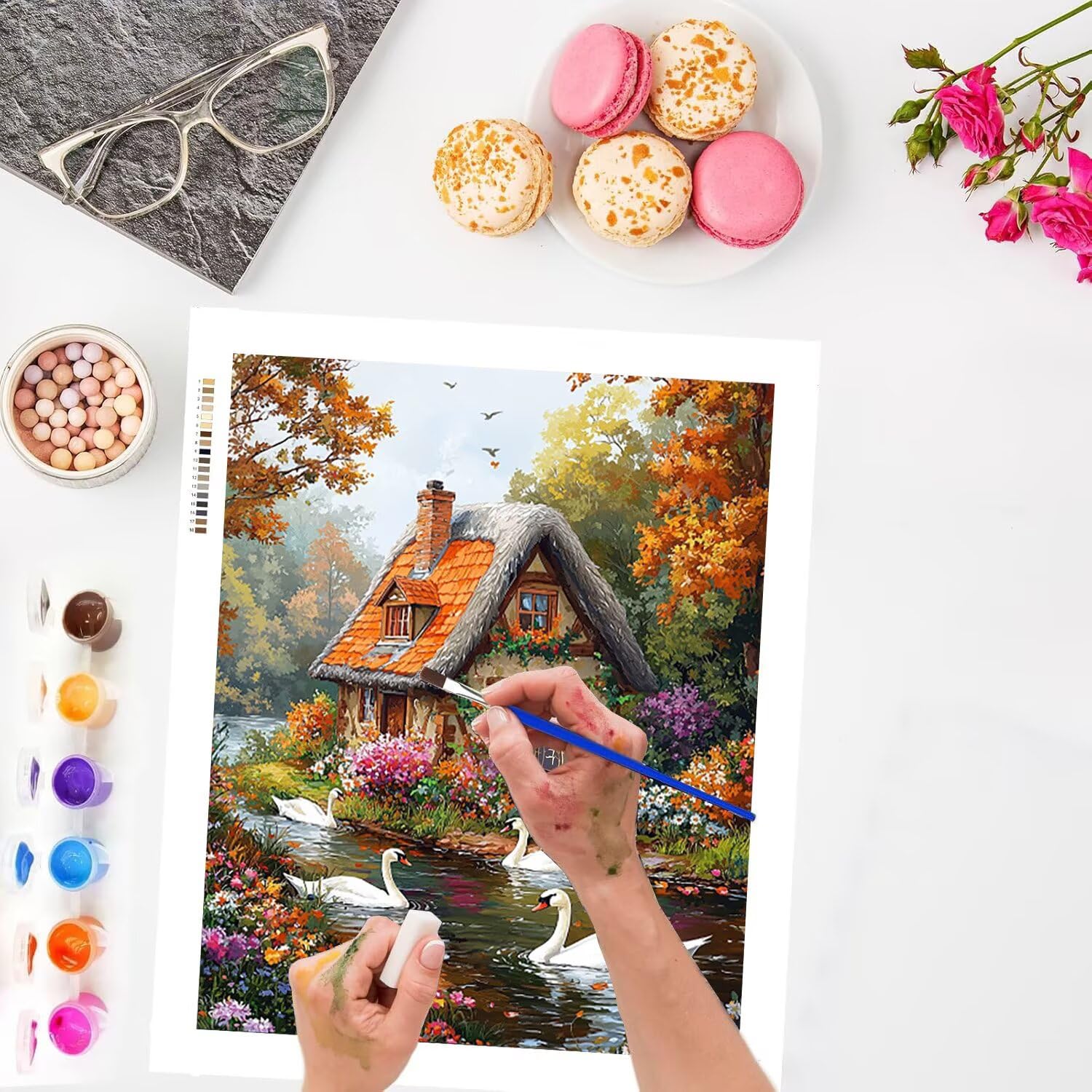 WEISHIWE Cabane et animaux Peinture Numero Adulte Kits, 80x100cm m-988