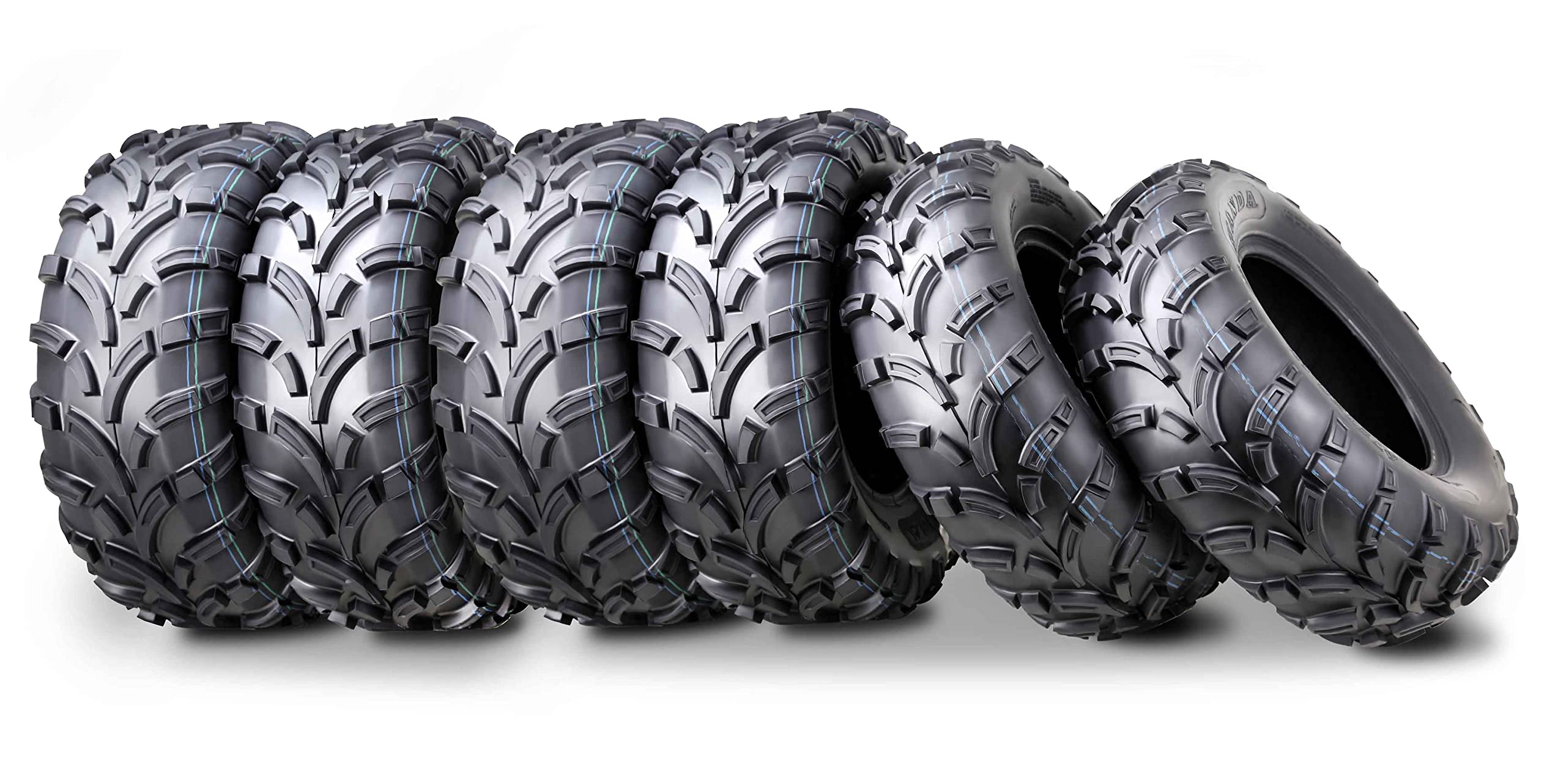 WANDA Set 6 ATV UTV tires (2) 25x10-12 &amp; (4) 25x11-12 High Load Cap Mud 6x6
