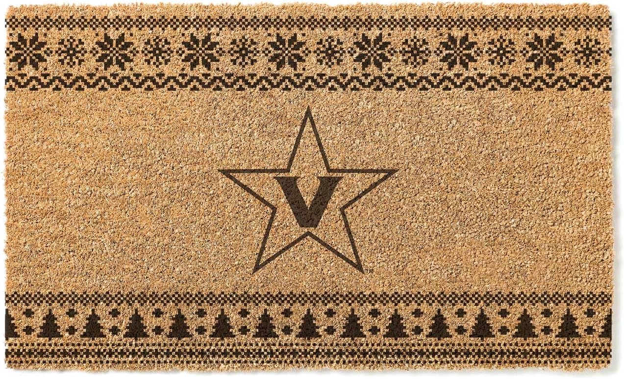 KH Sports Fan Vanderbilt Commodores Holiday Coir Doormat, 18x30 Inches, Commodores Outdoor Rug; Display Some Holiday Cheer with This Unique Vanderbilt Commodores Doormat