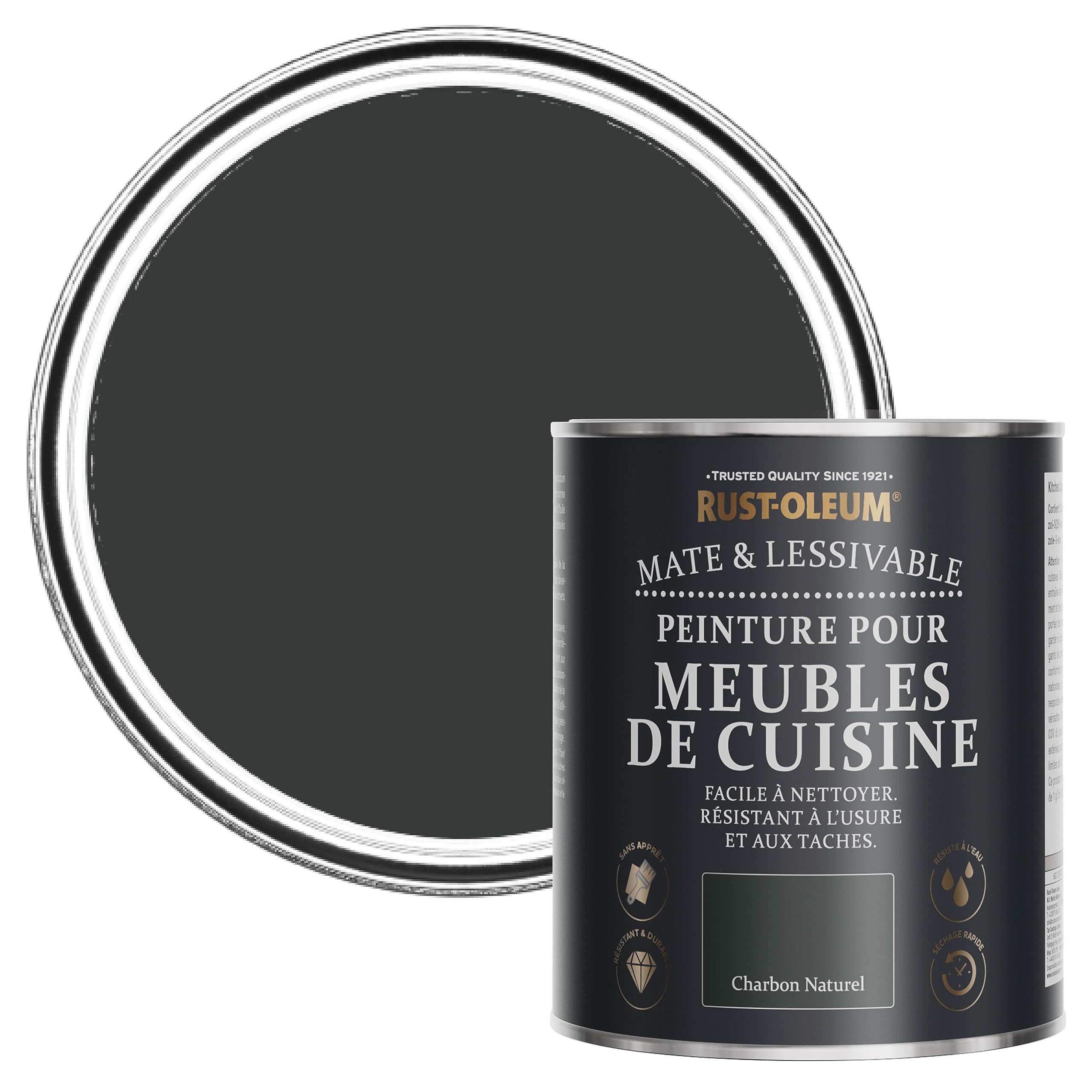 Rust-Oleum Peinture Noire pour Meubles de Cuisine, Finition Mate - Charbon Naturel 750ml