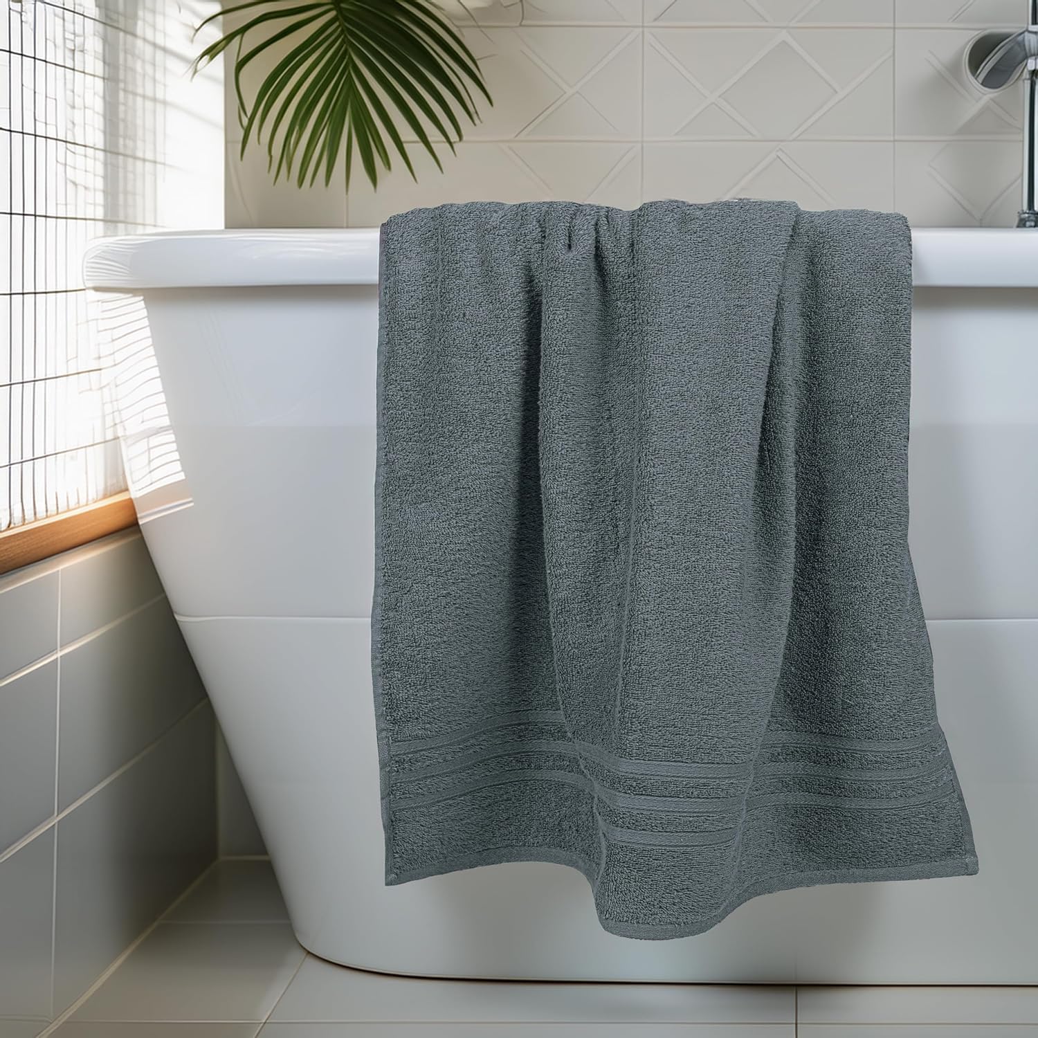 SWAURSAHA Premium Cotton Bath Towel - 600 GSM, Ultra Soft, Quick Dry, Super Absorbent Towel for Home, Spa, Gym & Travel | (147 x 73 CM) (Grey)