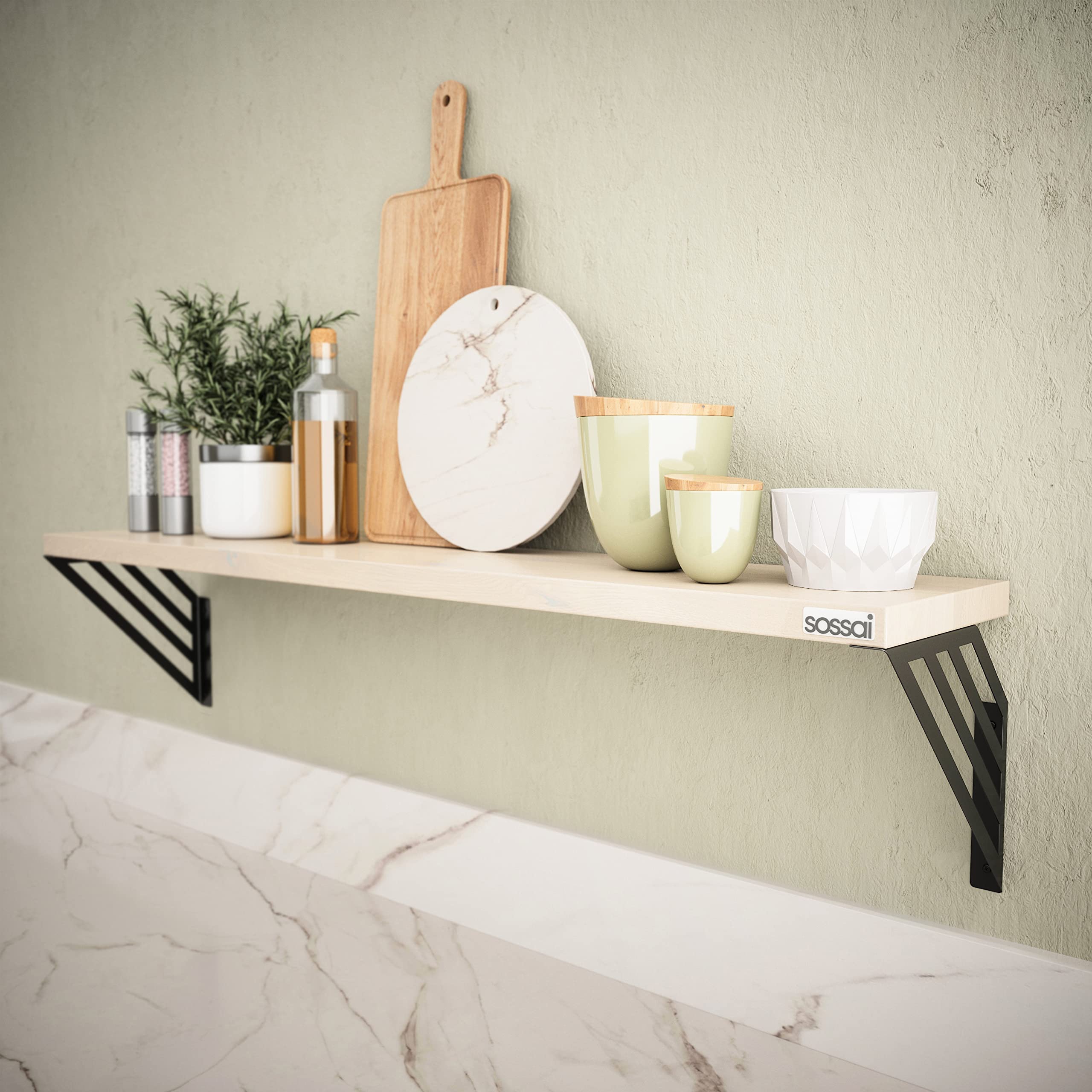 Sossai Soportes de estantería 2 unidades GSHR Truss 250x250 mm de acero – soporte de pared para balda – negro – diseño decorativo